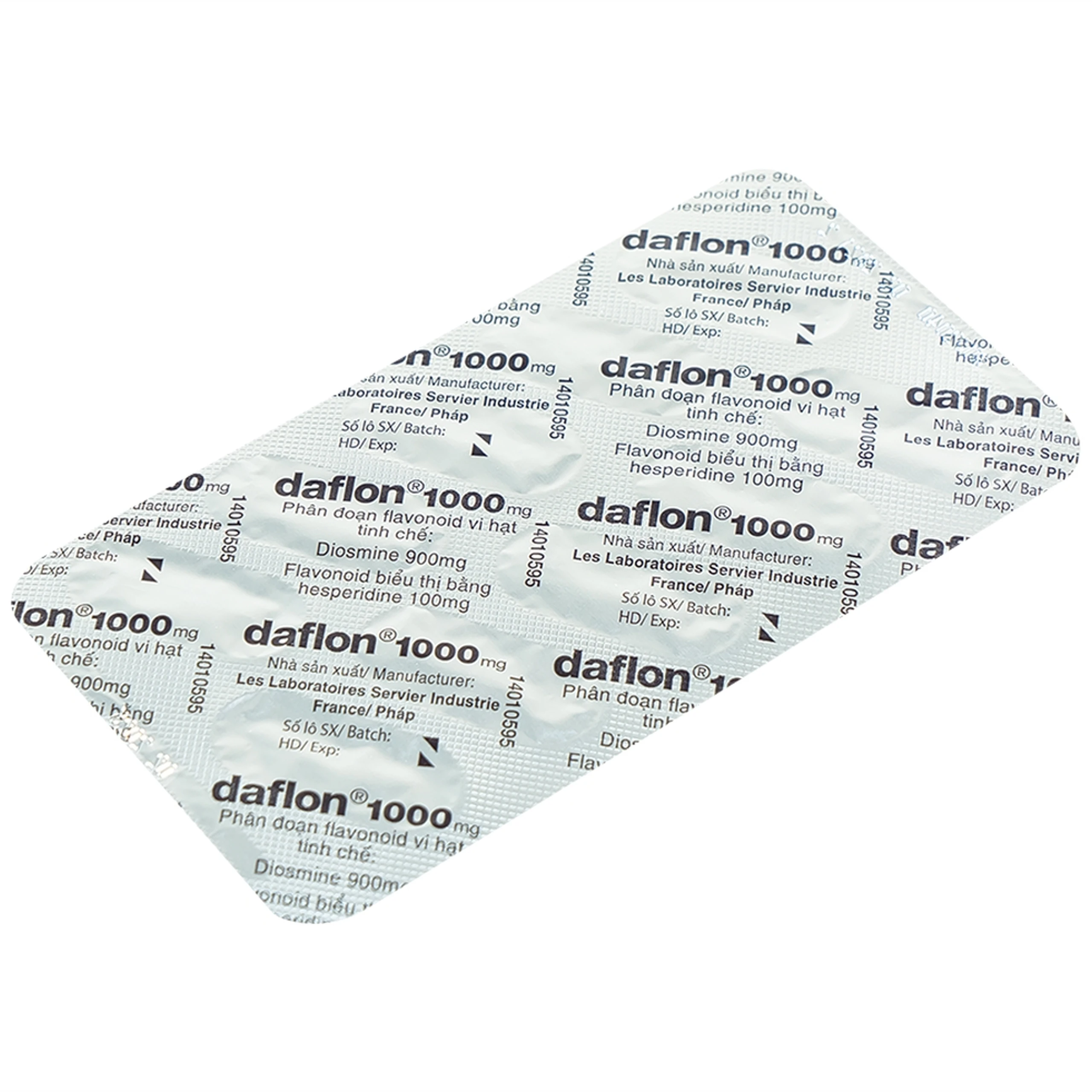 Thuốc Daflon 1000mg Servier điều trị triệu chứng thực thể liên quan đến trĩ cấp (3 vỉ x 10 viên)