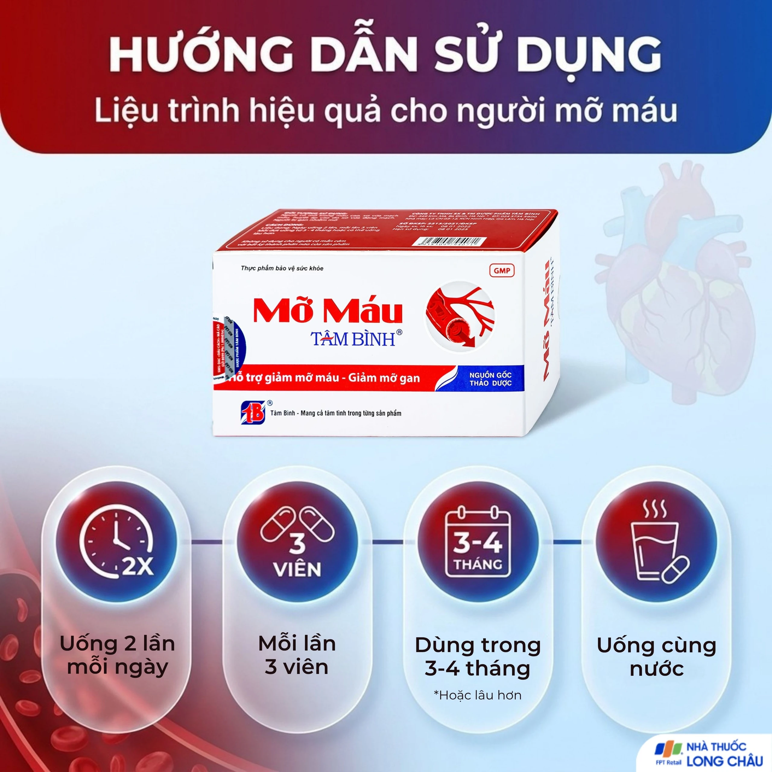 Viên hỗ trợ giảm mỡ máu mỡ gan Mỡ Máu Tâm Bình (5 vỉ x 12 viên) 5