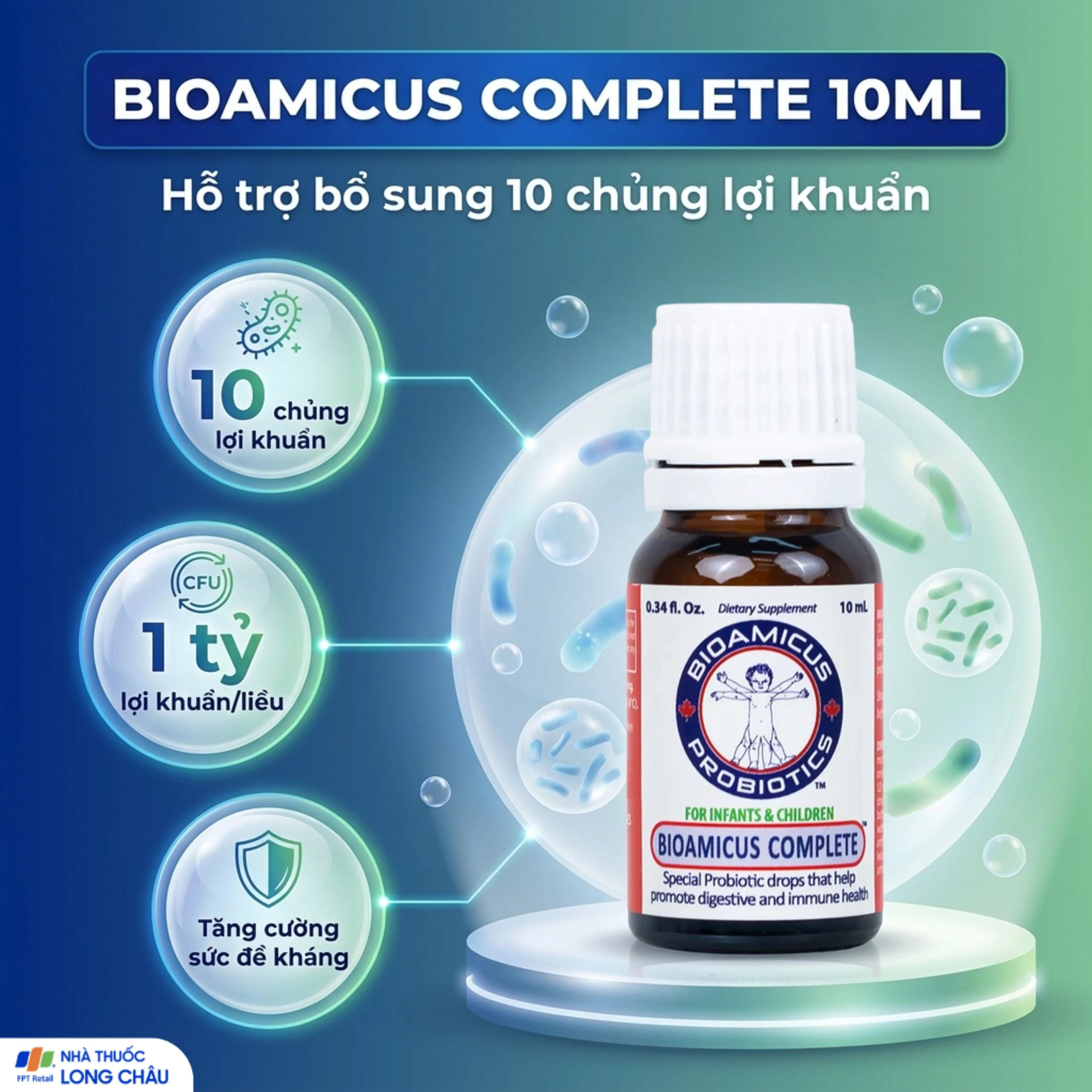 Dung dịch uống giúp bổ sung 10 chủng lợi khuẩn Bioamicus Complete (10ml) 3