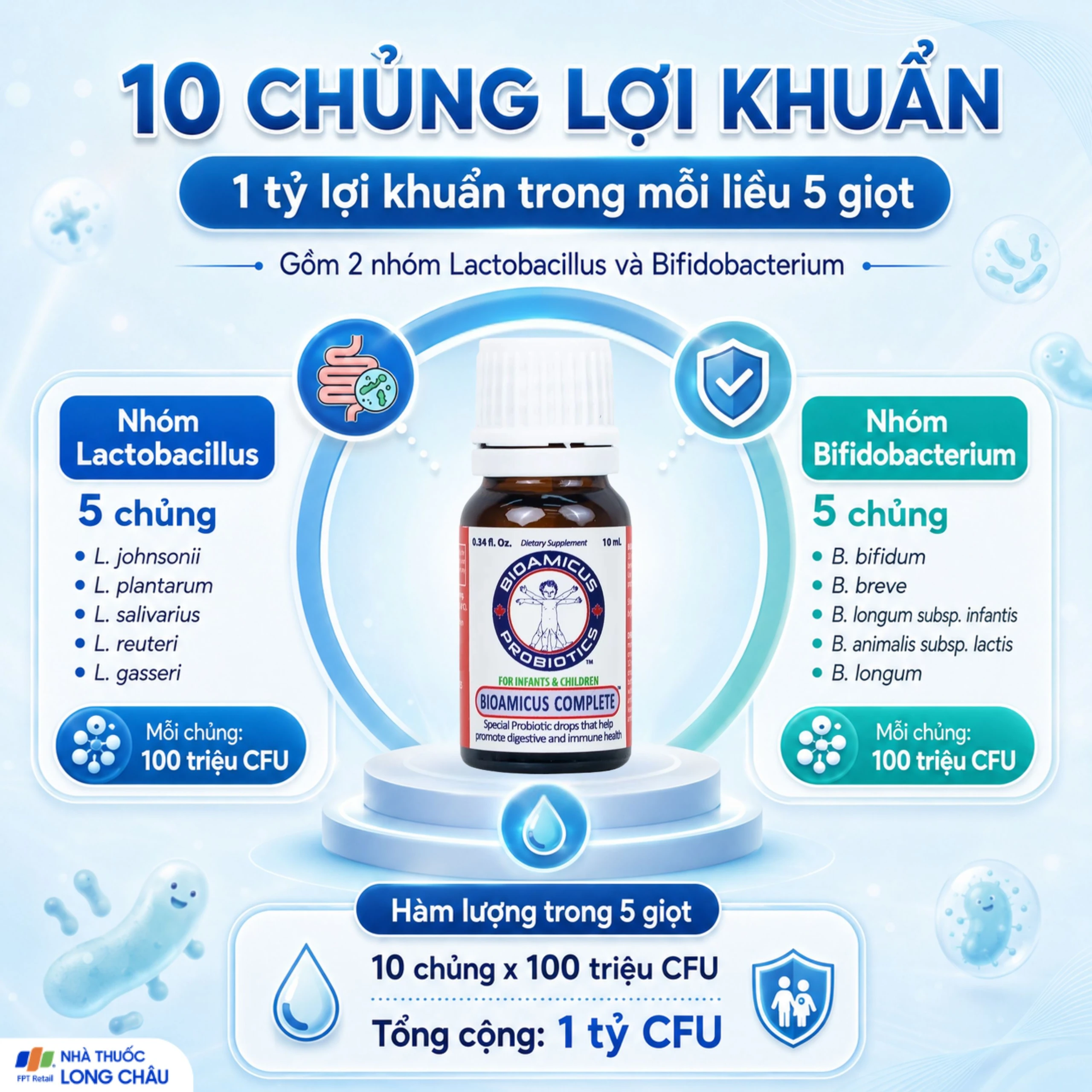 Dung dịch uống giúp bổ sung 10 chủng lợi khuẩn Bioamicus Complete (10ml) 4