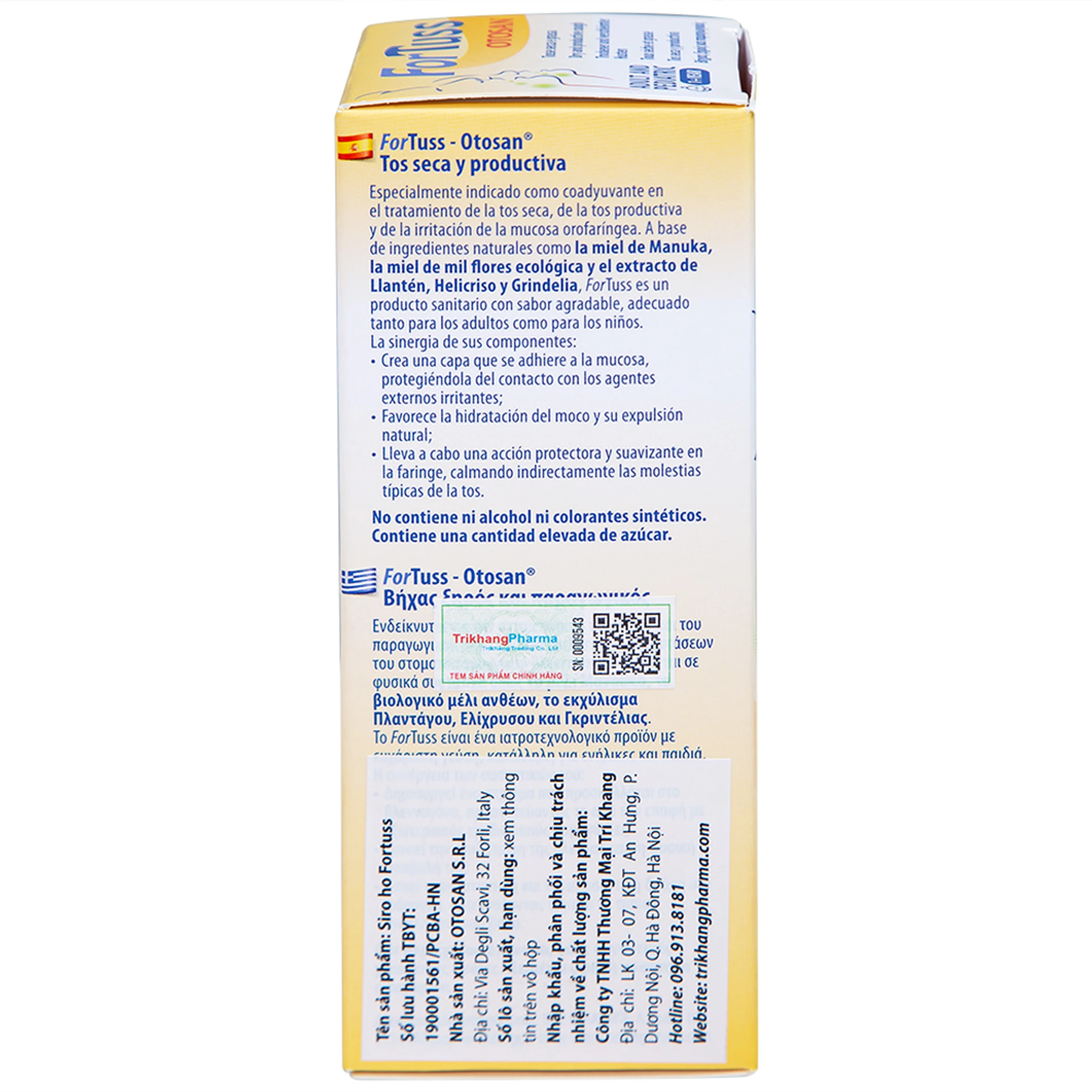 Siro ho Fortuss Otosan 180g hỗ trợ làm dịu cơn ho hiệu quả, bảo vệ niêm mạc 
