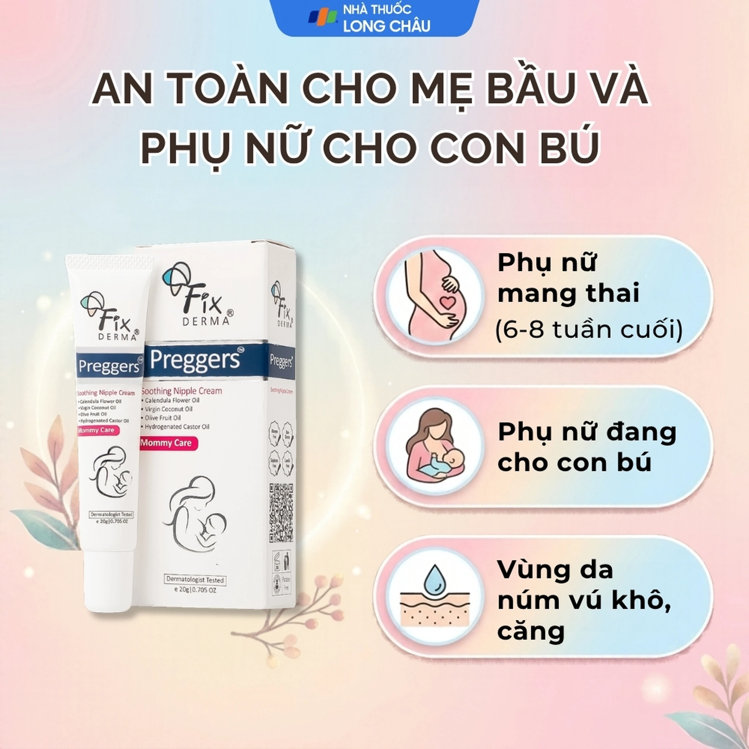 Kem bôi dưỡng ẩm, giảm nứt núm vú Fixderma Preggers Soothing Nipple cream 20g 4