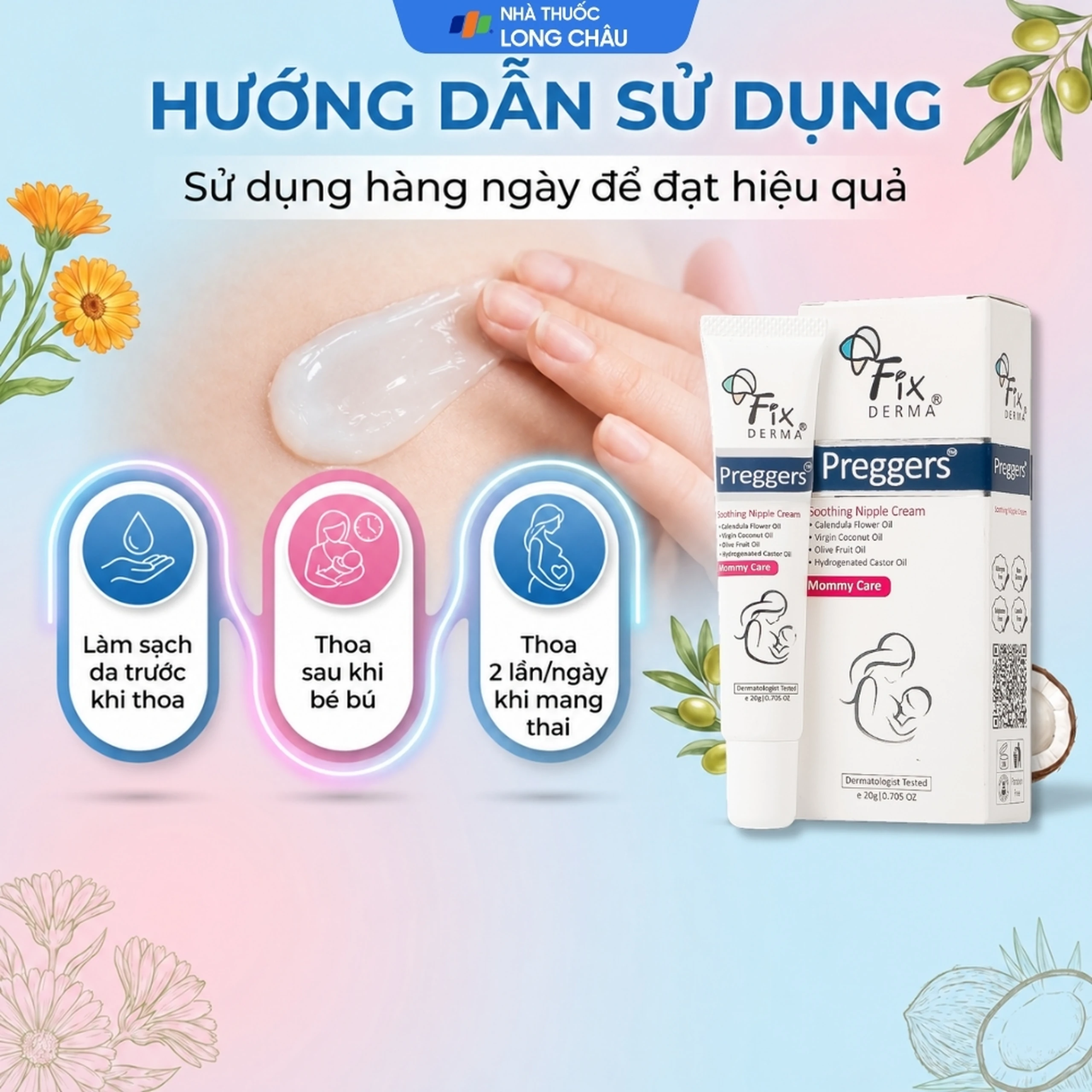 Kem bôi dưỡng ẩm, giảm nứt núm vú Fixderma Preggers Soothing Nipple cream 20g 5