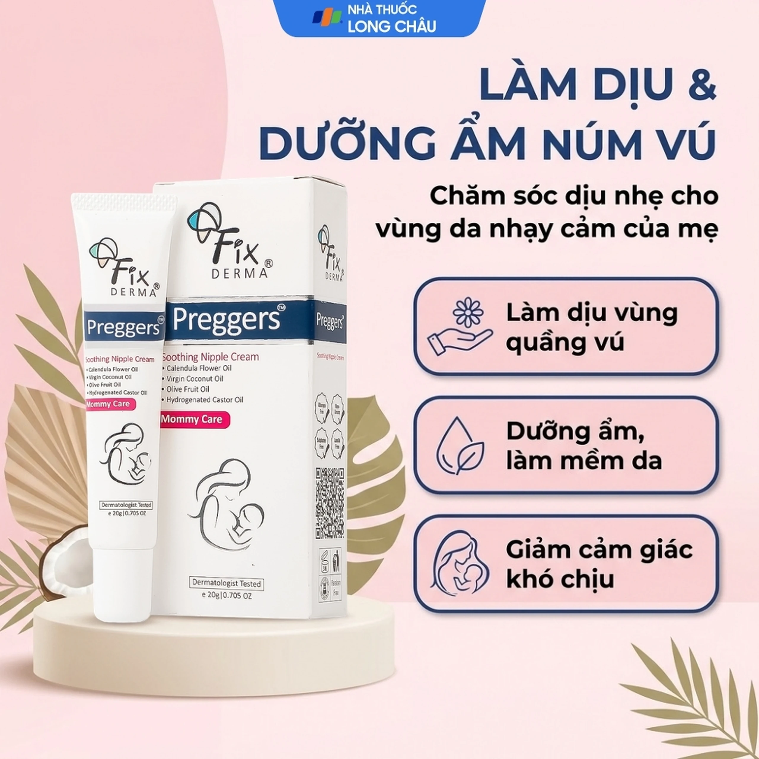 Kem bôi dưỡng ẩm, giảm nứt núm vú Fixderma Preggers Soothing Nipple cream 20g 2