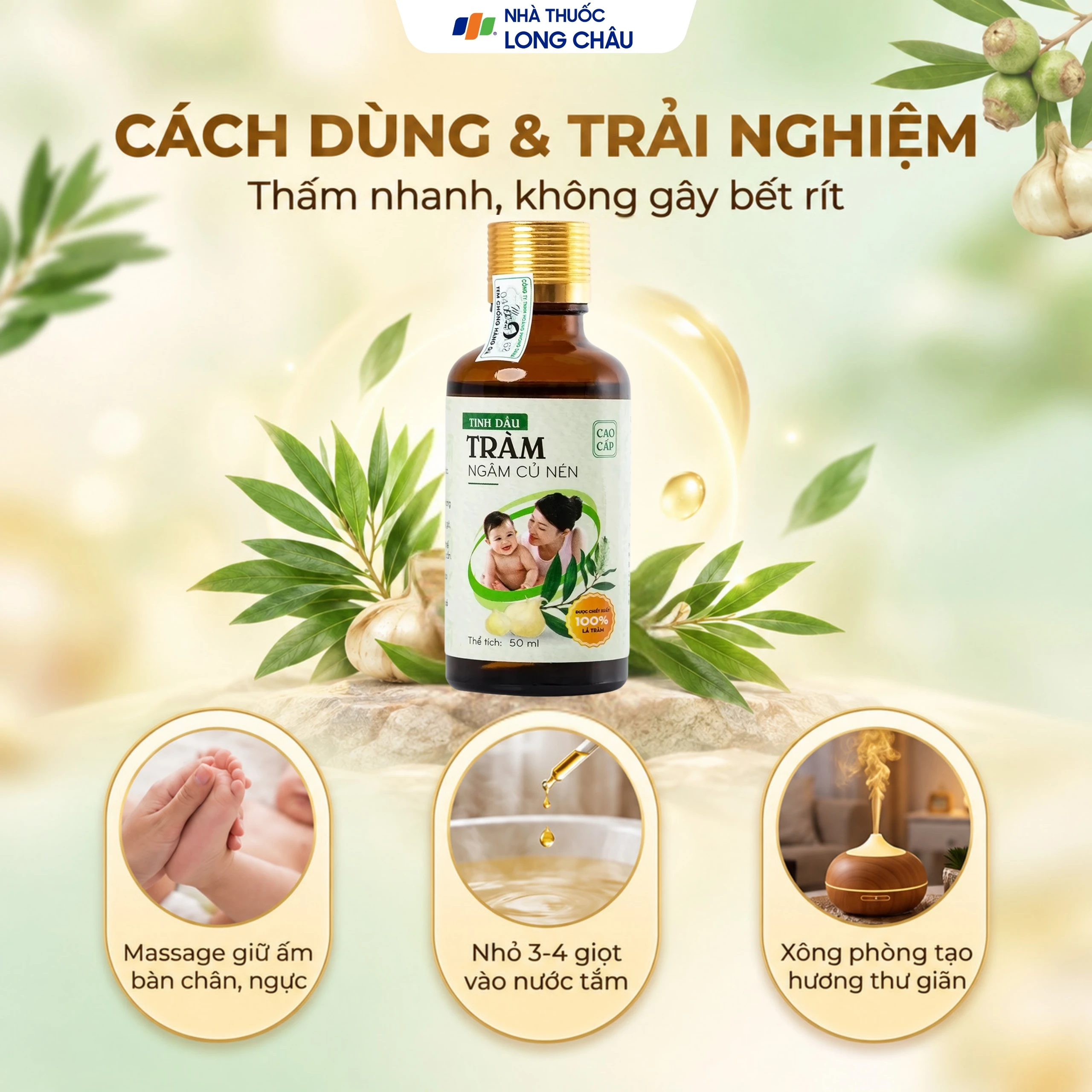 Tinh dầu tràm ngâm củ nén Mệ Đoan giúp xoa bóp, giảm đau (50ml) 5