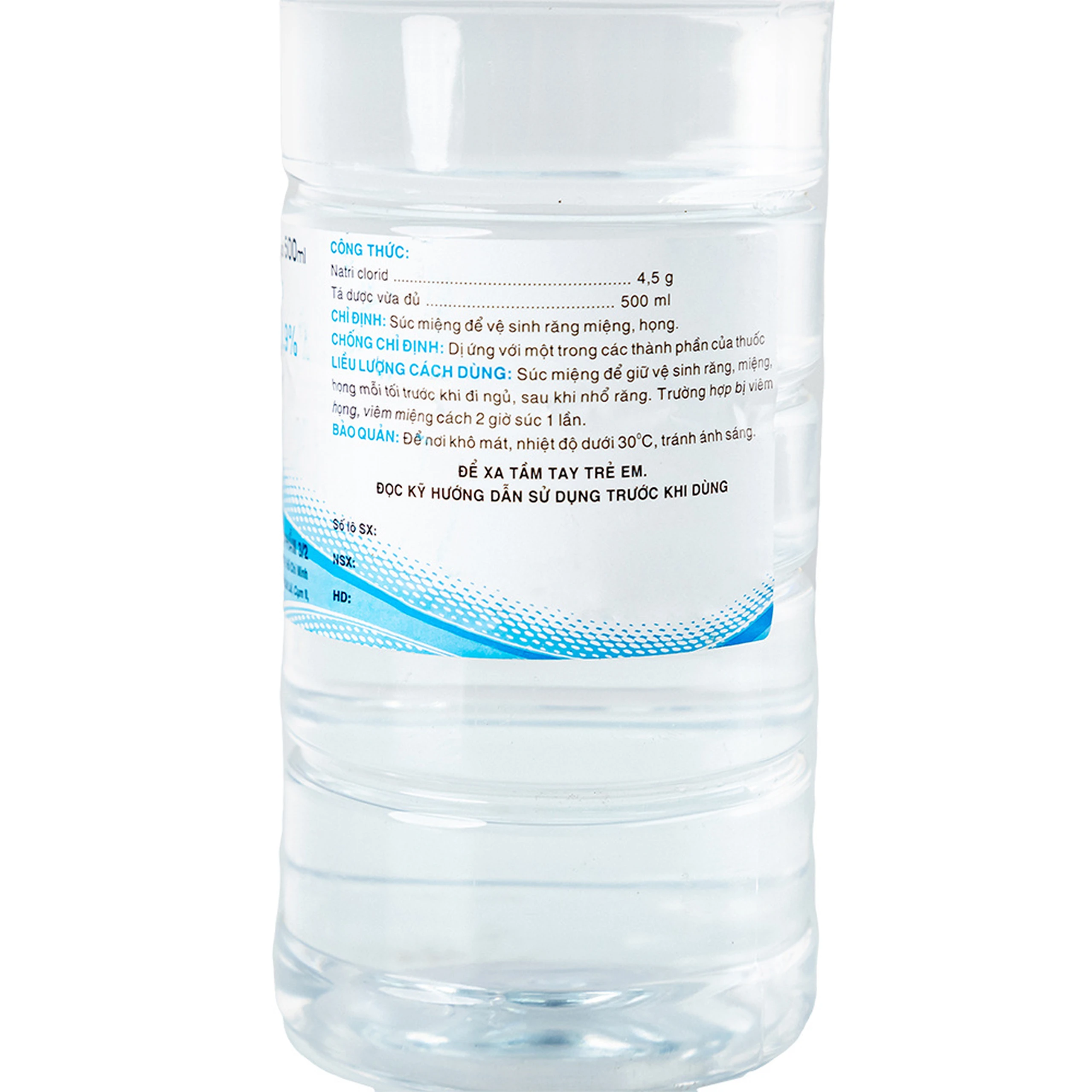 Nước súc miệng Natri Clorid 0.9% Dược Phẩm 3/2 vệ sinh răng, miệng, họng (500ml)