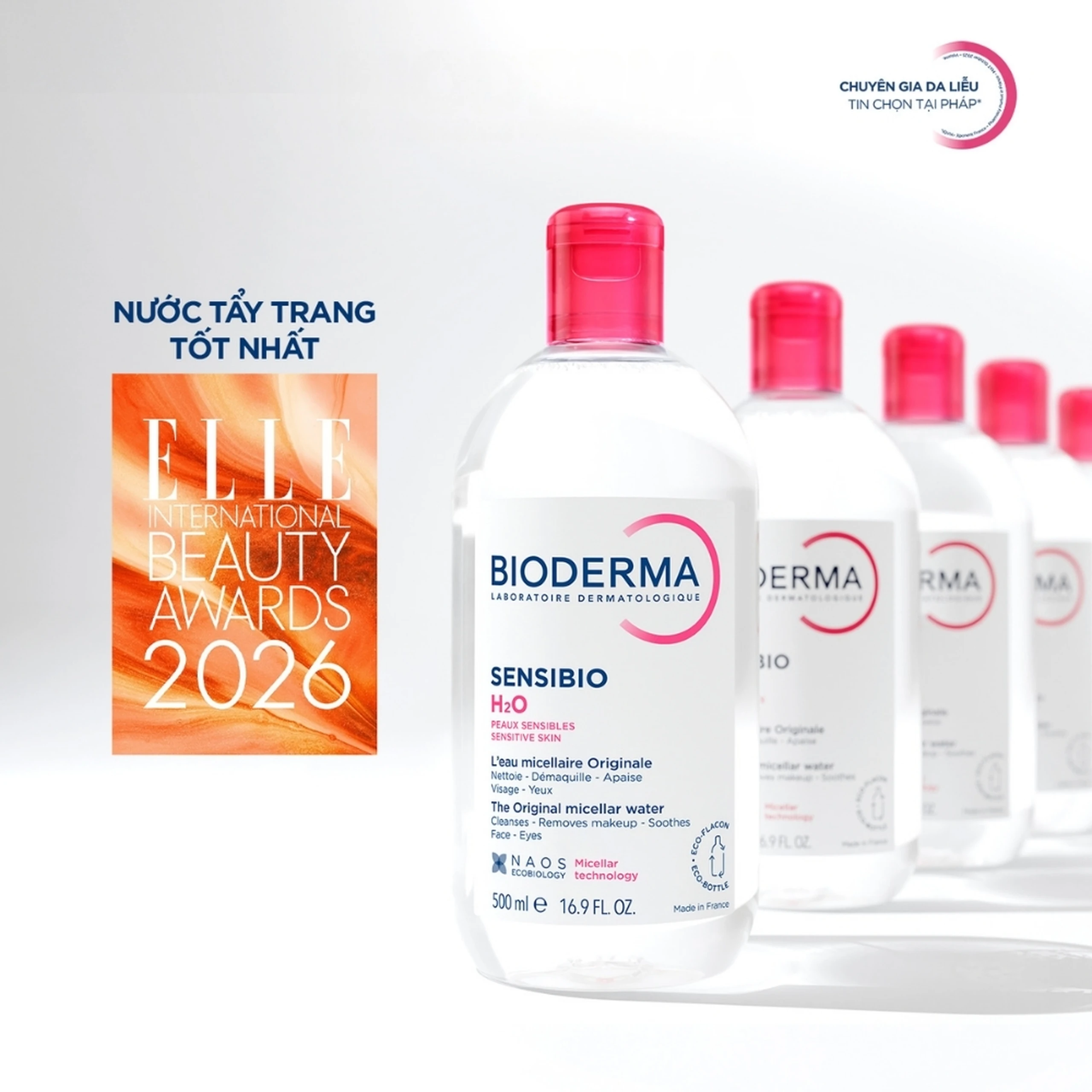 Nước tẩy trang cho da nhạy cảm Bioderma Sensibio H2O 500ml 6