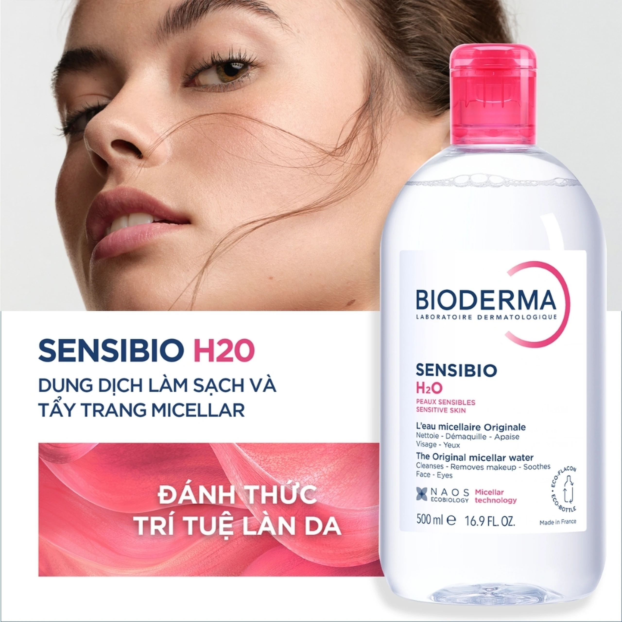 Nước tẩy trang cho da nhạy cảm Bioderma Sensibio H2O 500ml 2