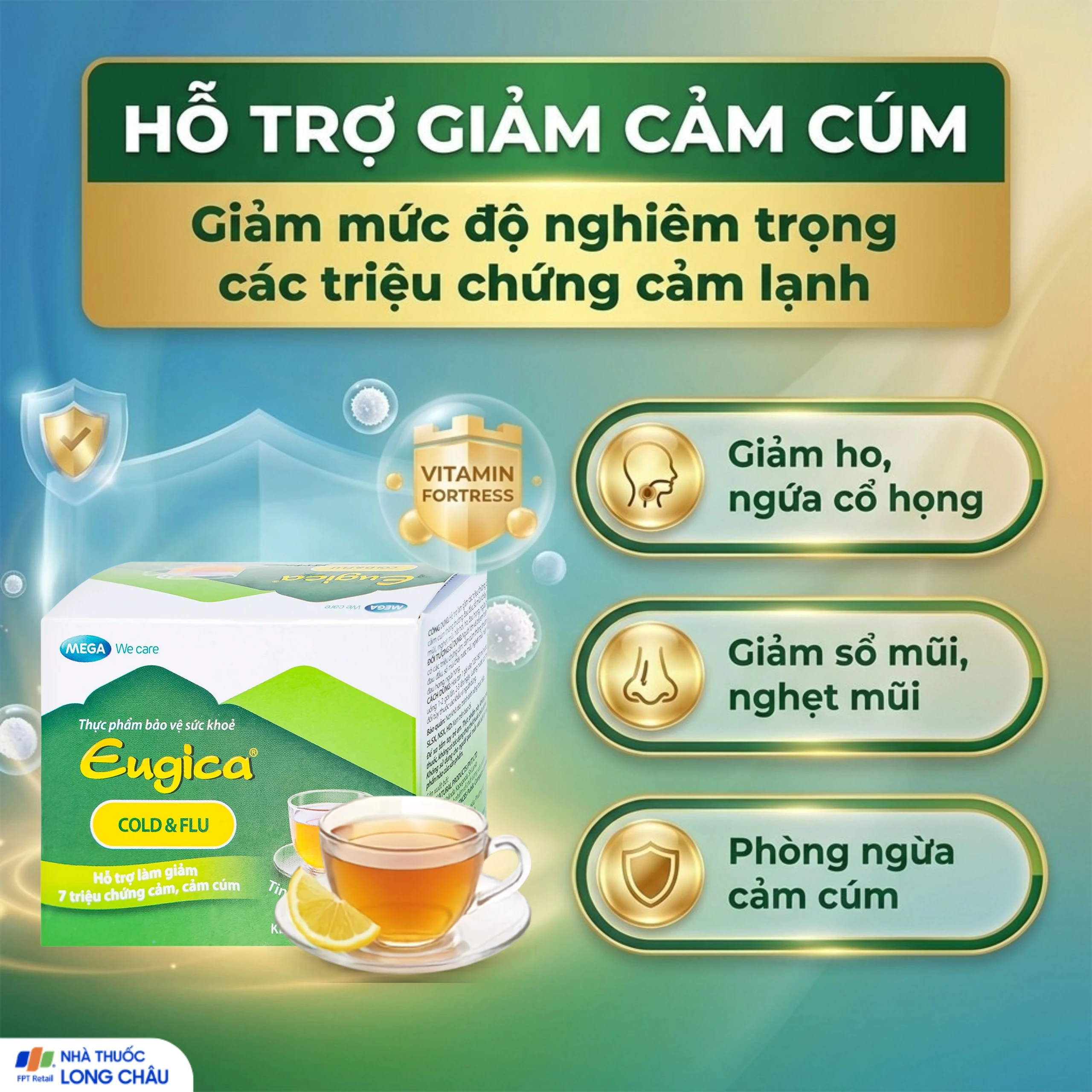 Cốm hỗ trợ làm giảm các triệu chứng cảm Eugica Cold & Flu Mega (10 gói) 3