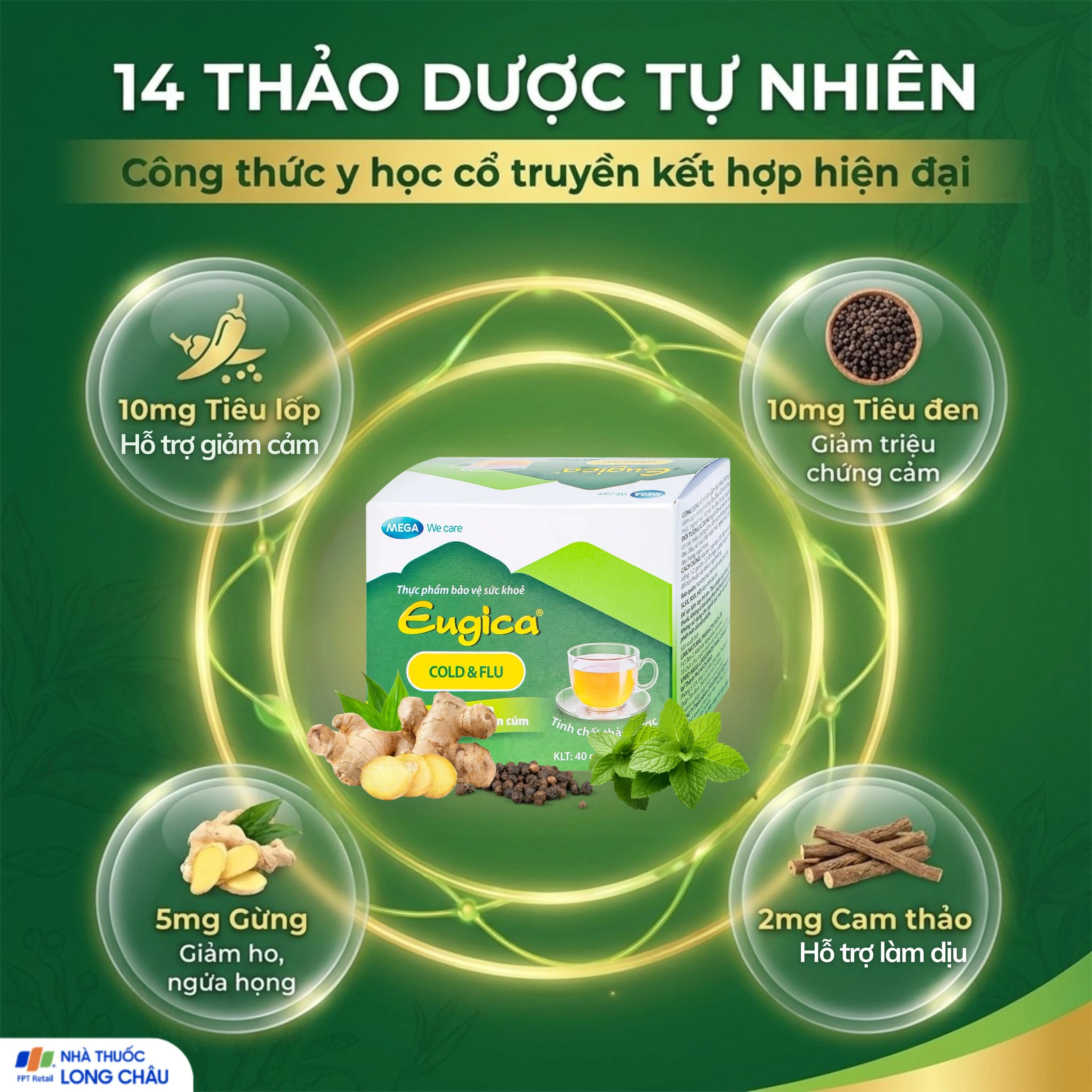 Cốm hỗ trợ làm giảm các triệu chứng cảm Eugica Cold & Flu Mega (10 gói) 4