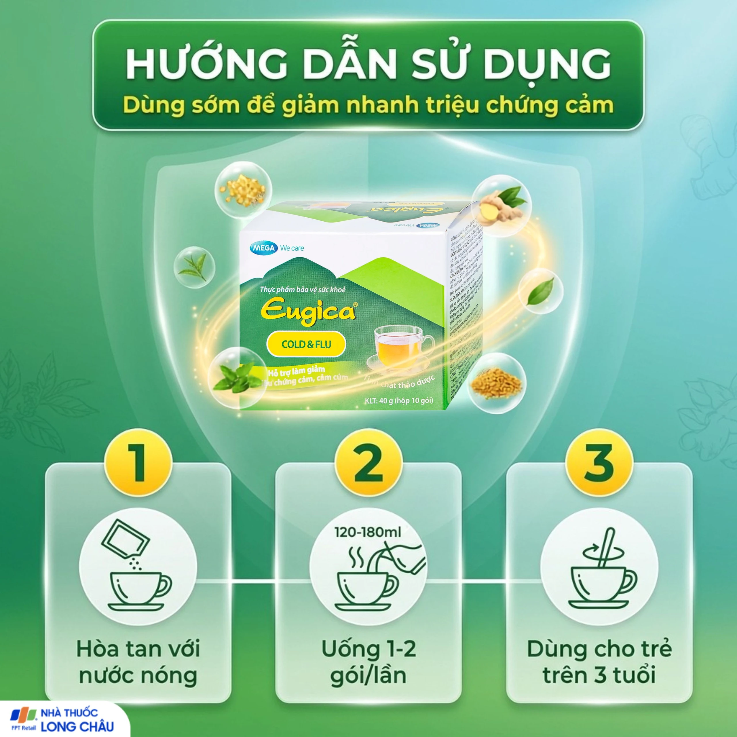 Cốm hỗ trợ làm giảm các triệu chứng cảm Eugica Cold & Flu Mega (10 gói) 5