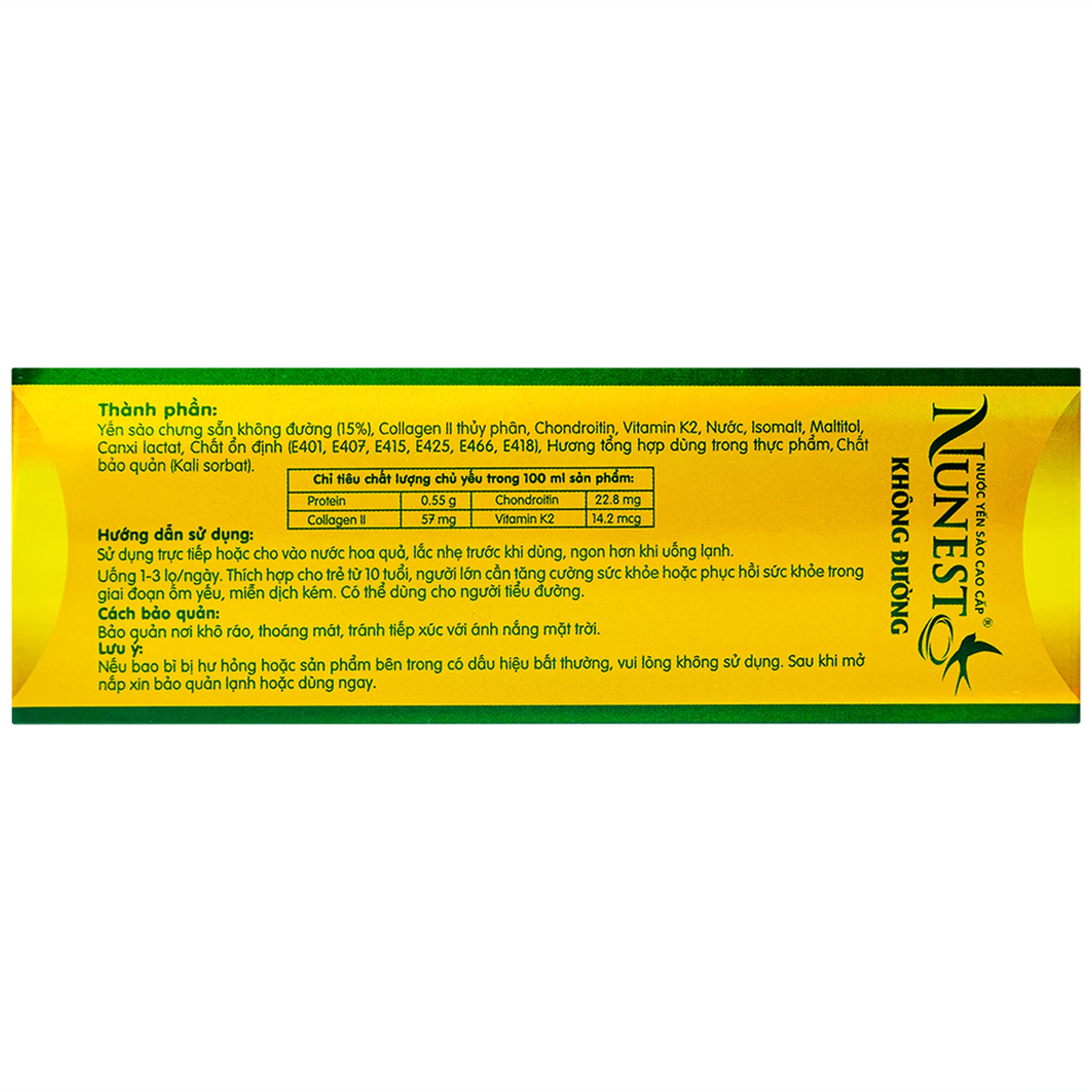 Nước Yến Cao Cấp Nunest Không Đường (6 hũ x 70ml)