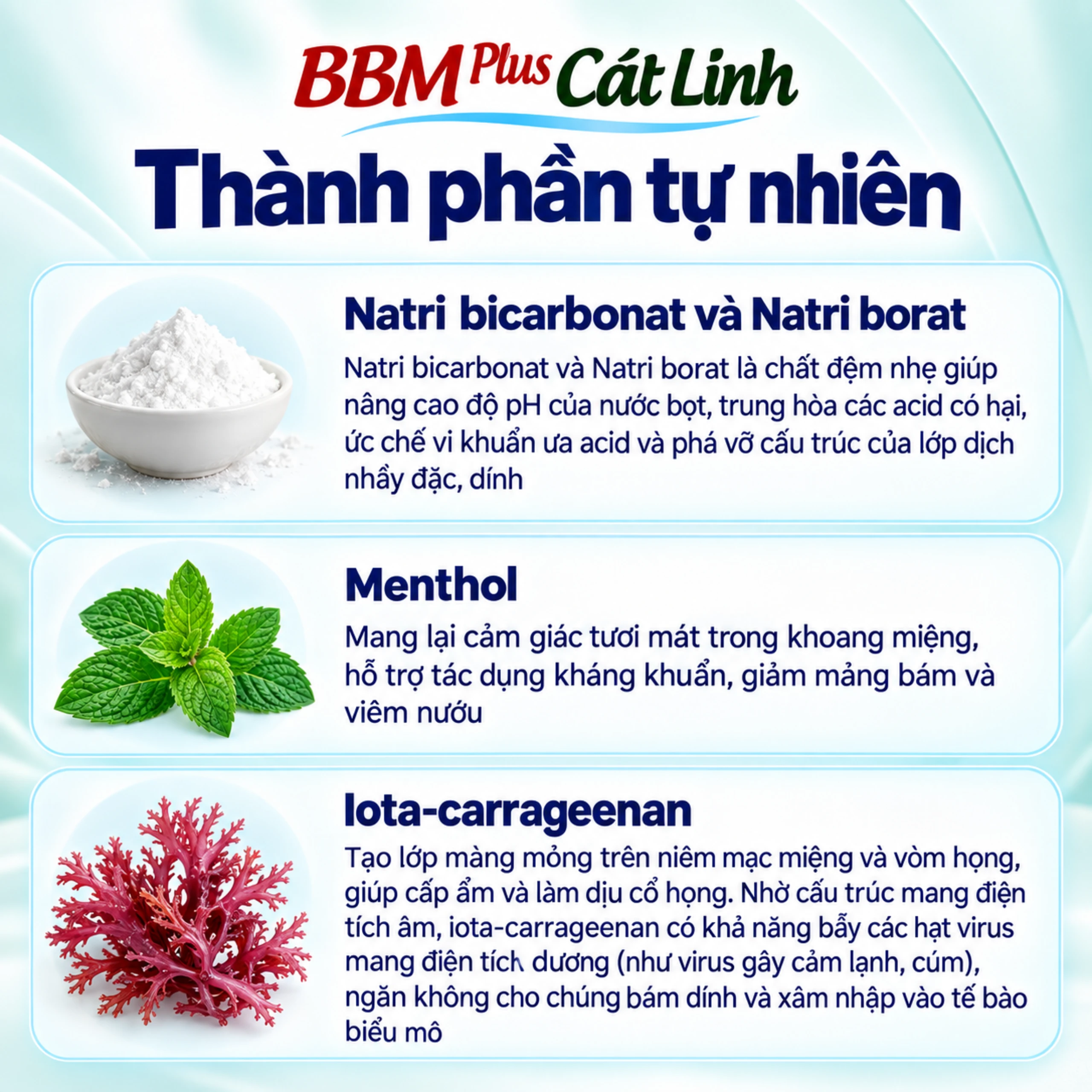 Muối súc miệng BBM Plus Cát Linh (30 gói) làm sạch, kháng khuẩn, kháng virus, khử mùi, giảm đau rát miệng họng 4