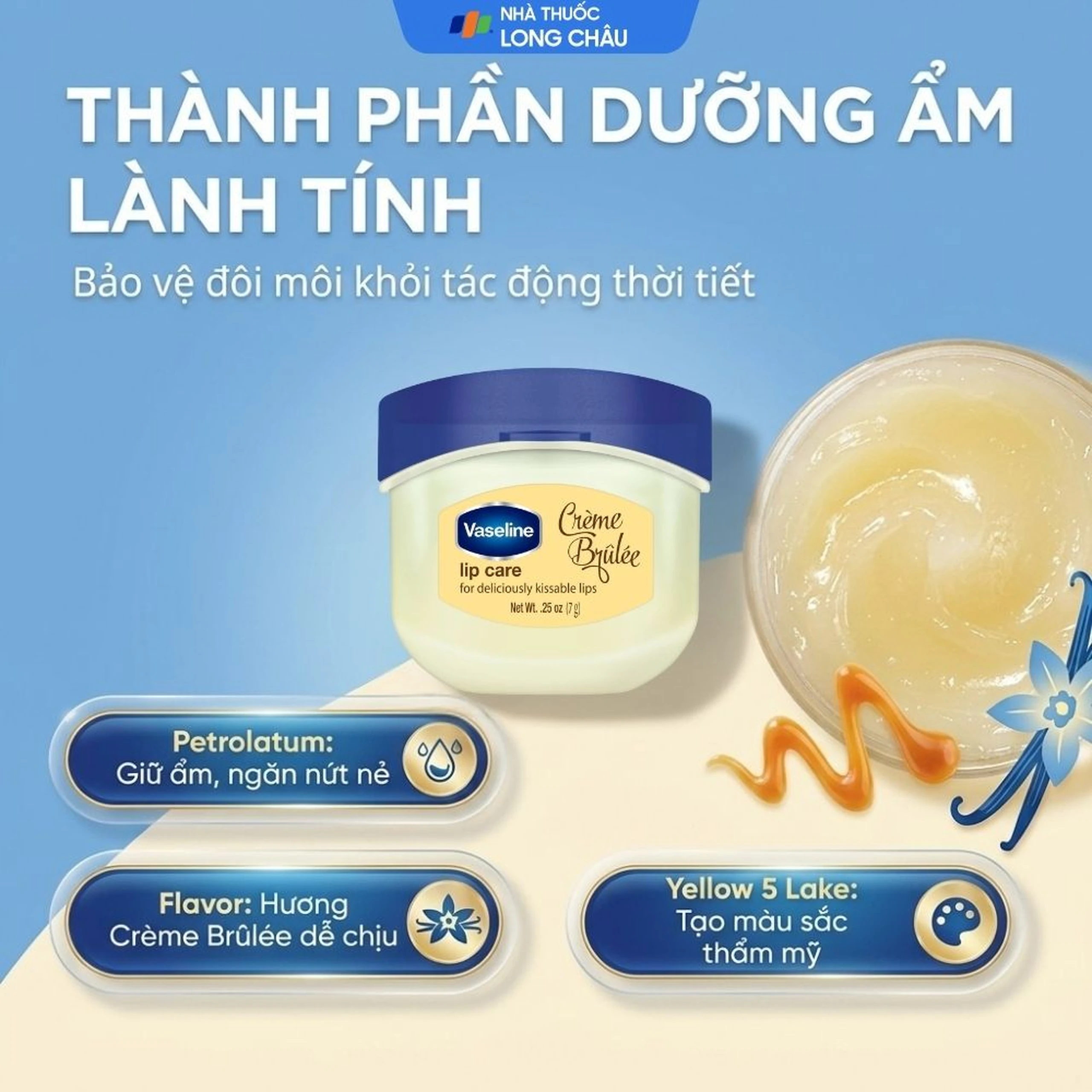 Son dưỡng môi Vaseline Lip dưỡng ẩm, làm mềm môi (7g) 3