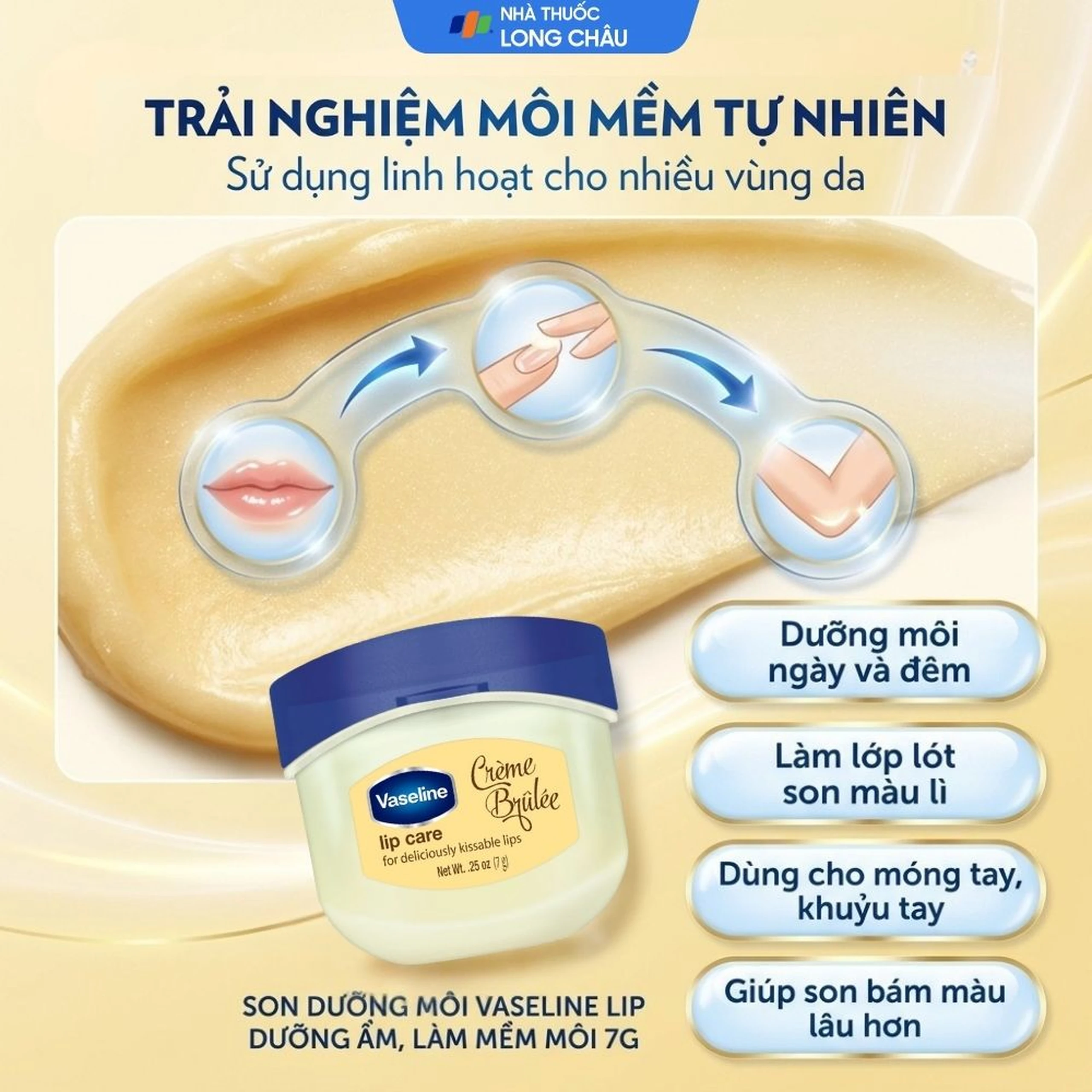 Son dưỡng môi Vaseline Lip dưỡng ẩm, làm mềm môi (7g) 5
