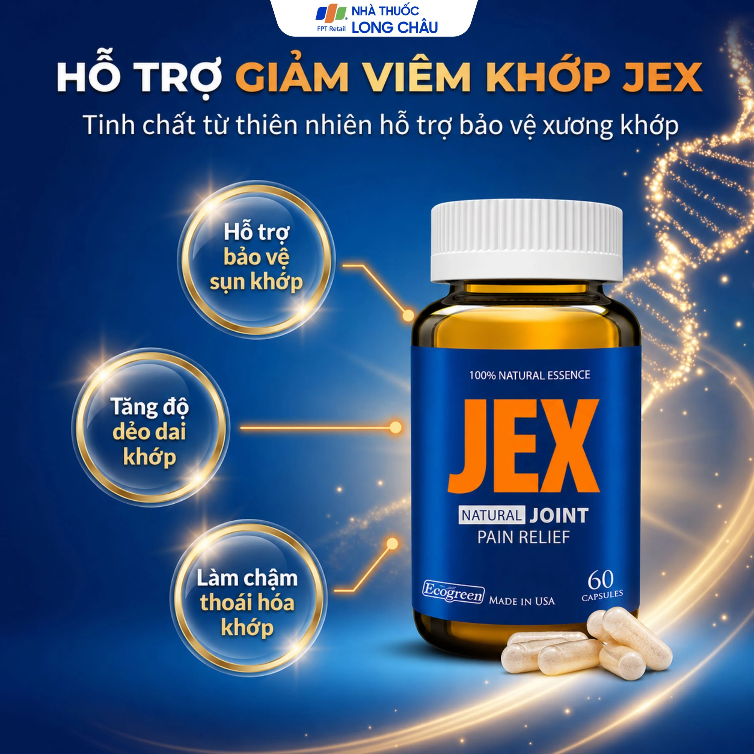 Viên hỗ trợ giảm đau trong thoái hoá khớp viêm khớp Ecogreen Jex Natural (60 viên) 3