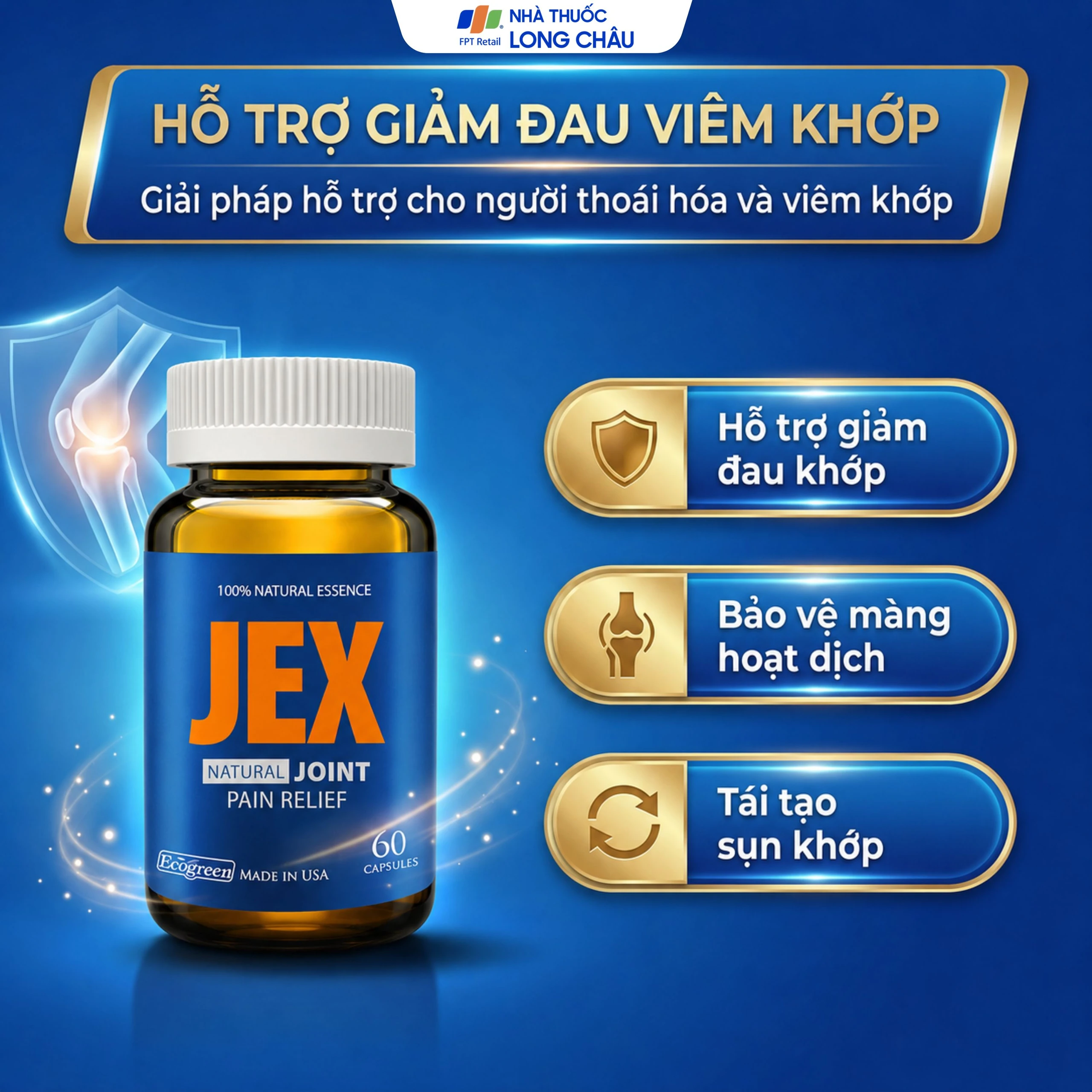Viên hỗ trợ giảm đau trong thoái hoá khớp viêm khớp Ecogreen Jex Natural (60 viên) 4