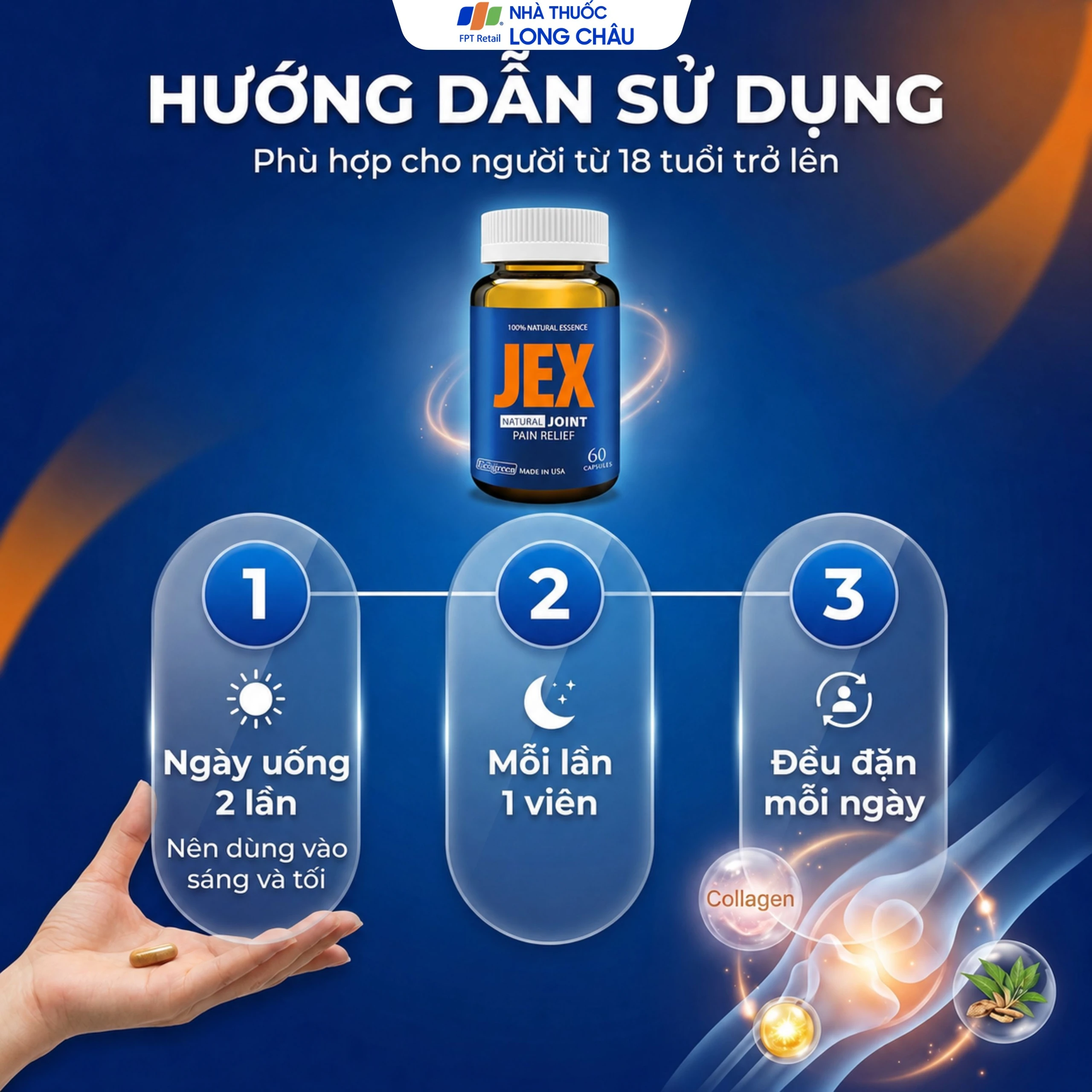 Viên hỗ trợ giảm đau trong thoái hoá khớp viêm khớp Ecogreen Jex Natural (60 viên) 6