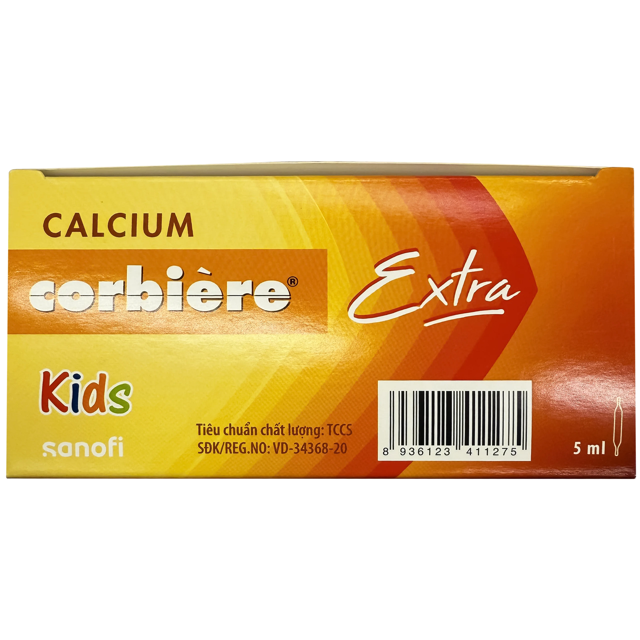 Thuốc Calcium Corbiere Kids Extra Sanofi bổ sung canxi cho trẻ em (3 vỉ x 10 ống x 5ml)