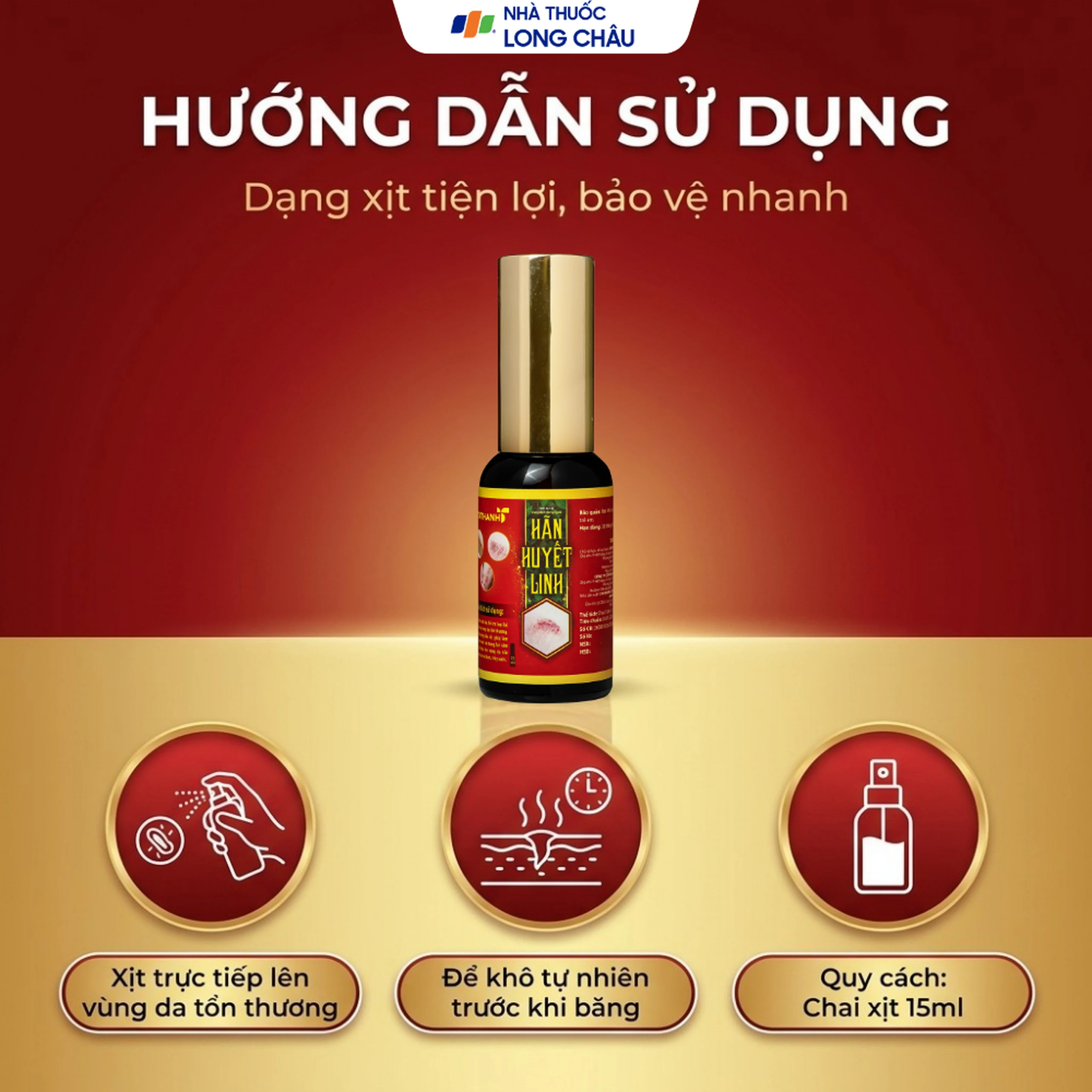Dung dịch dùng ngoài ngừa khuẩn Hãn Huyết Linh giảm sưng viêm, làm dịu vết trầy xước, bầm tím (15ml) 5