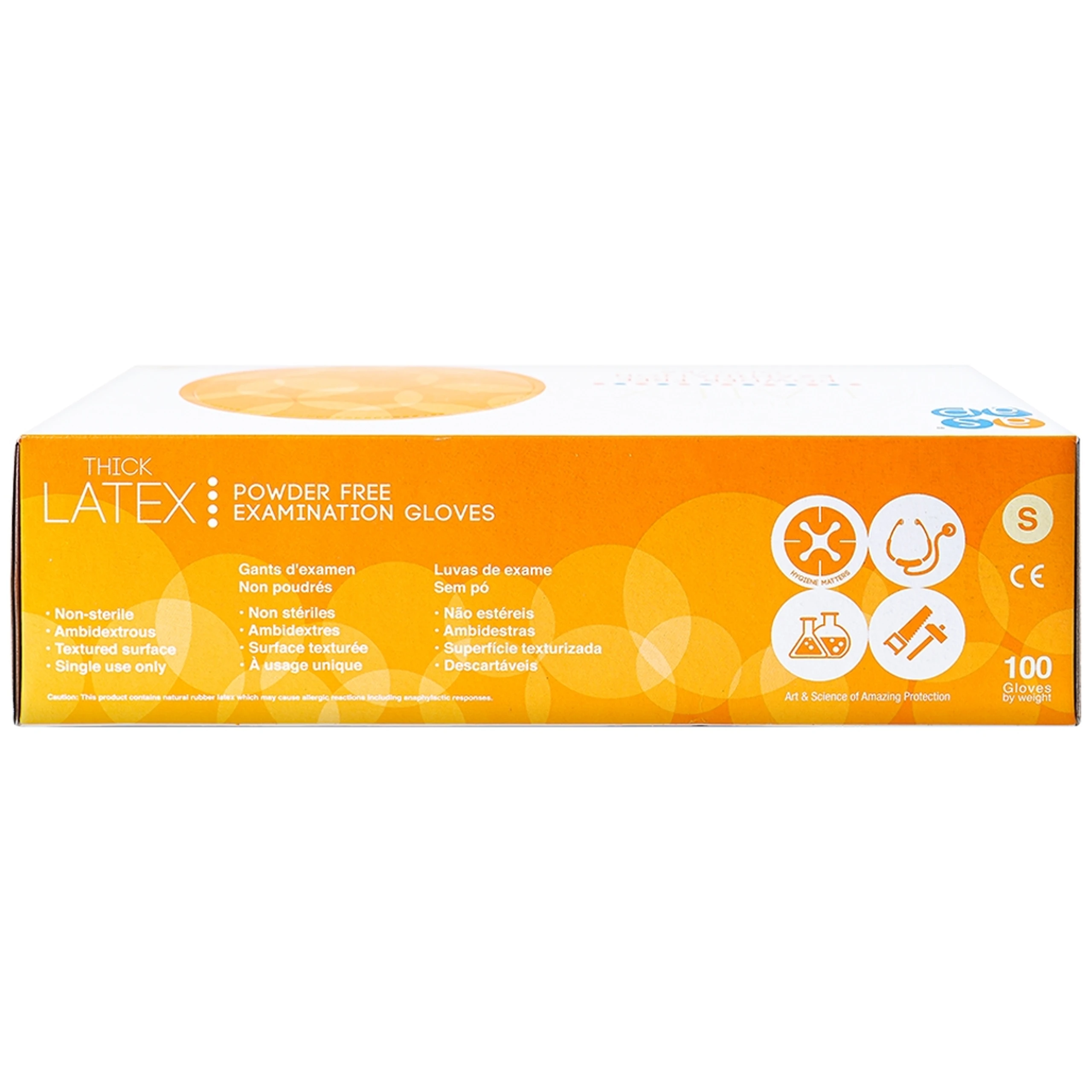 Găng tay y tế không bột, phủ Polymer Latex size S (100 cái) Powder Free Examination