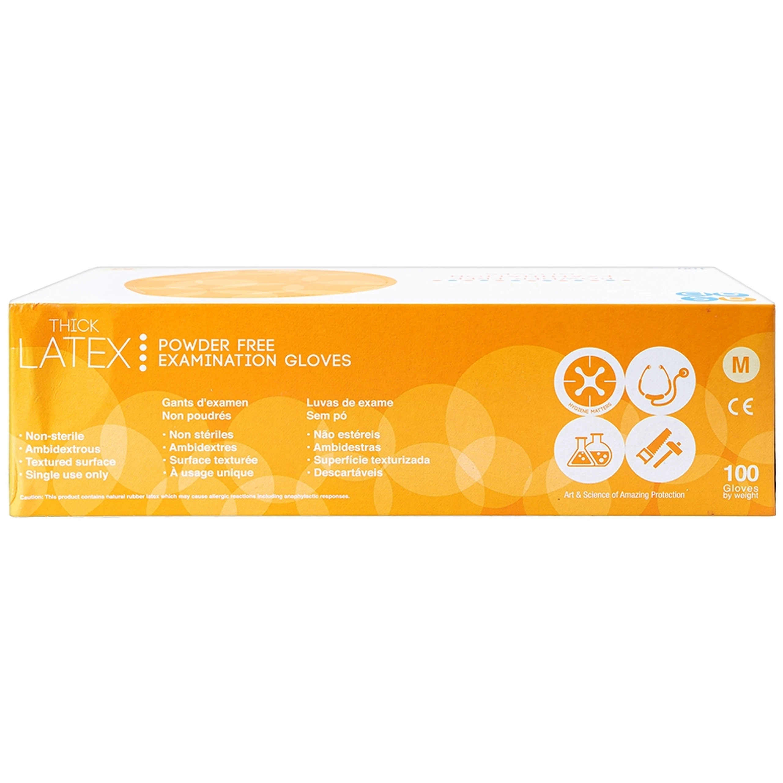 Găng tay y tế không bột, phủ Polymer Latex size M (100 cái) Powder Free Examination