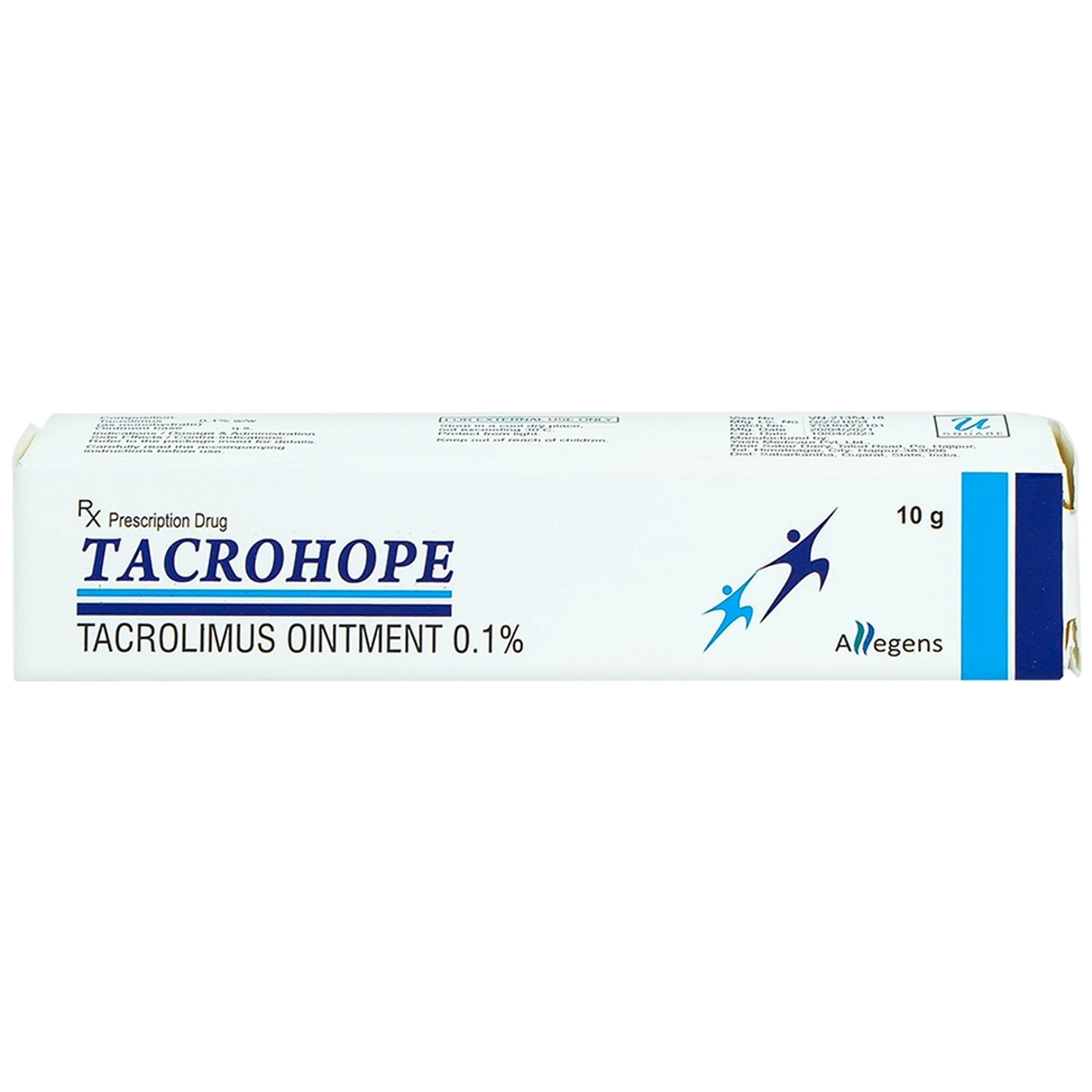 Thuốc mỡ Tacrohope Tacrolimus Ointment 0.1% Allegen điều trị viêm da dị ứng (10g)