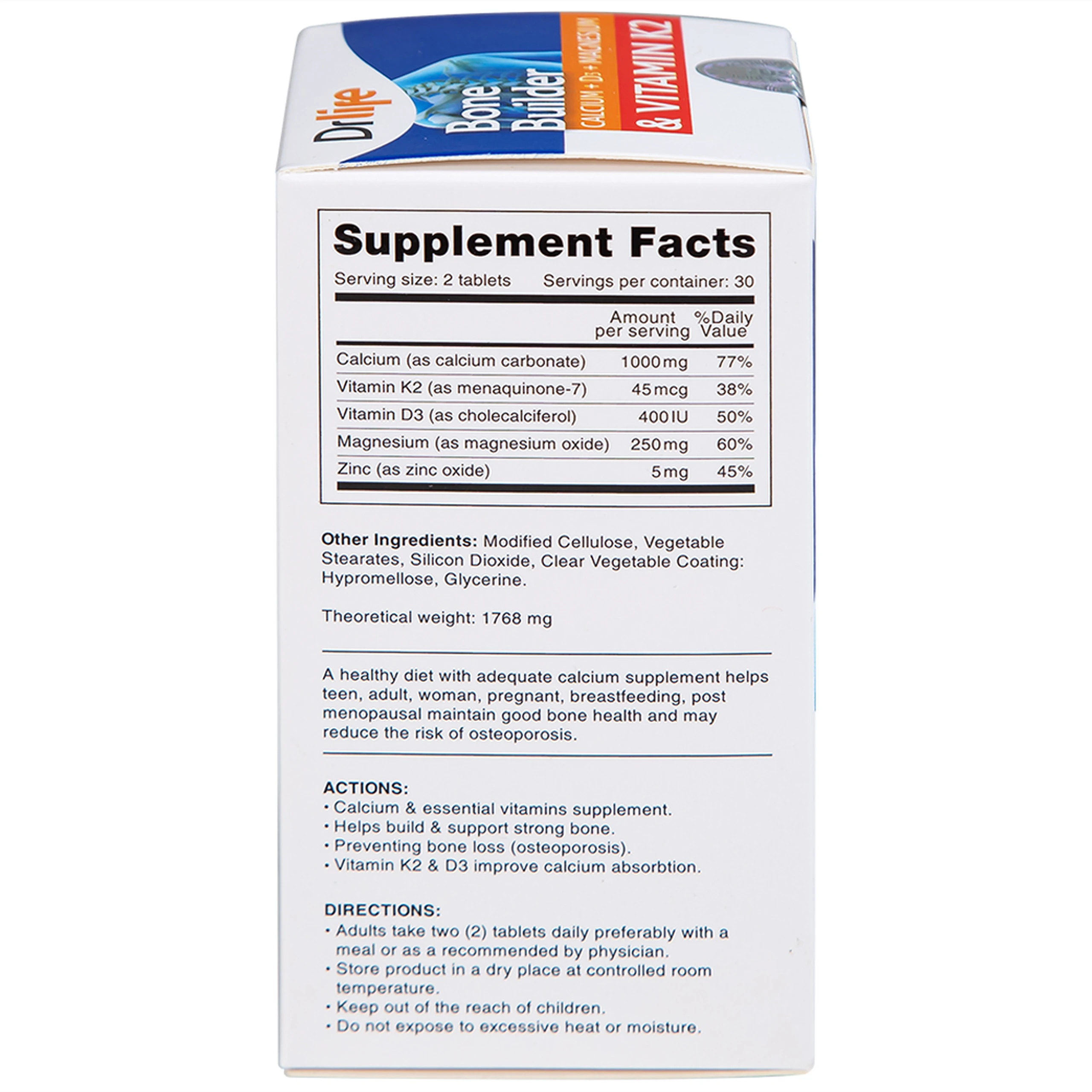 Viên uống bổ sung canxi và vitamin cho xương, phòng chống loãng xương Bone Builder Drlife (60 viên)