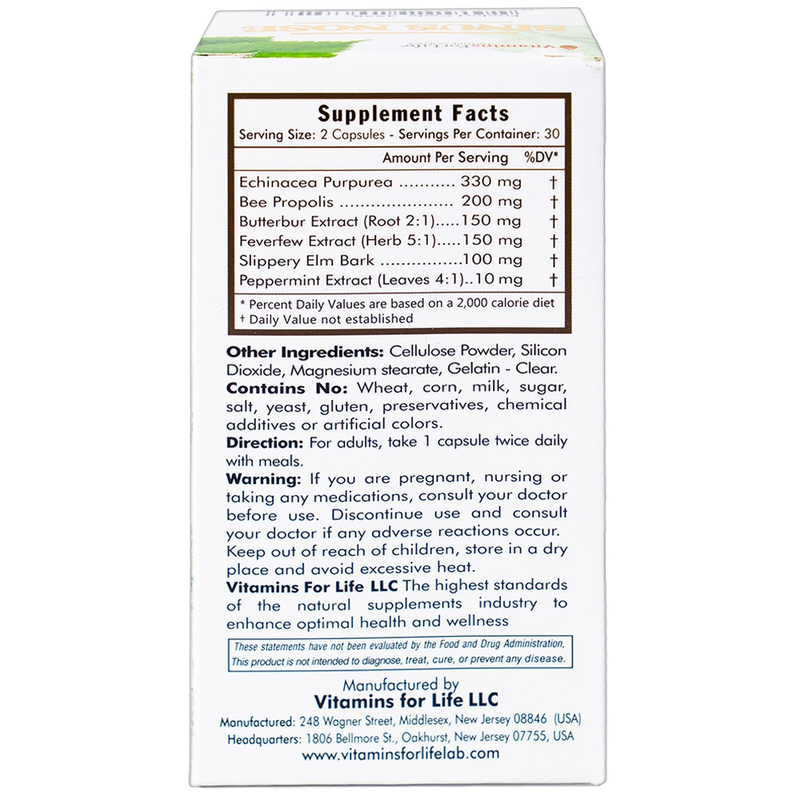 Viên uống hỗ trợ cải thiện viêm xoang, viêm mũi dị ứng, tăng cường sức khỏe đường hô hấp Sinus Nose Vitamins For Life (60 viên)