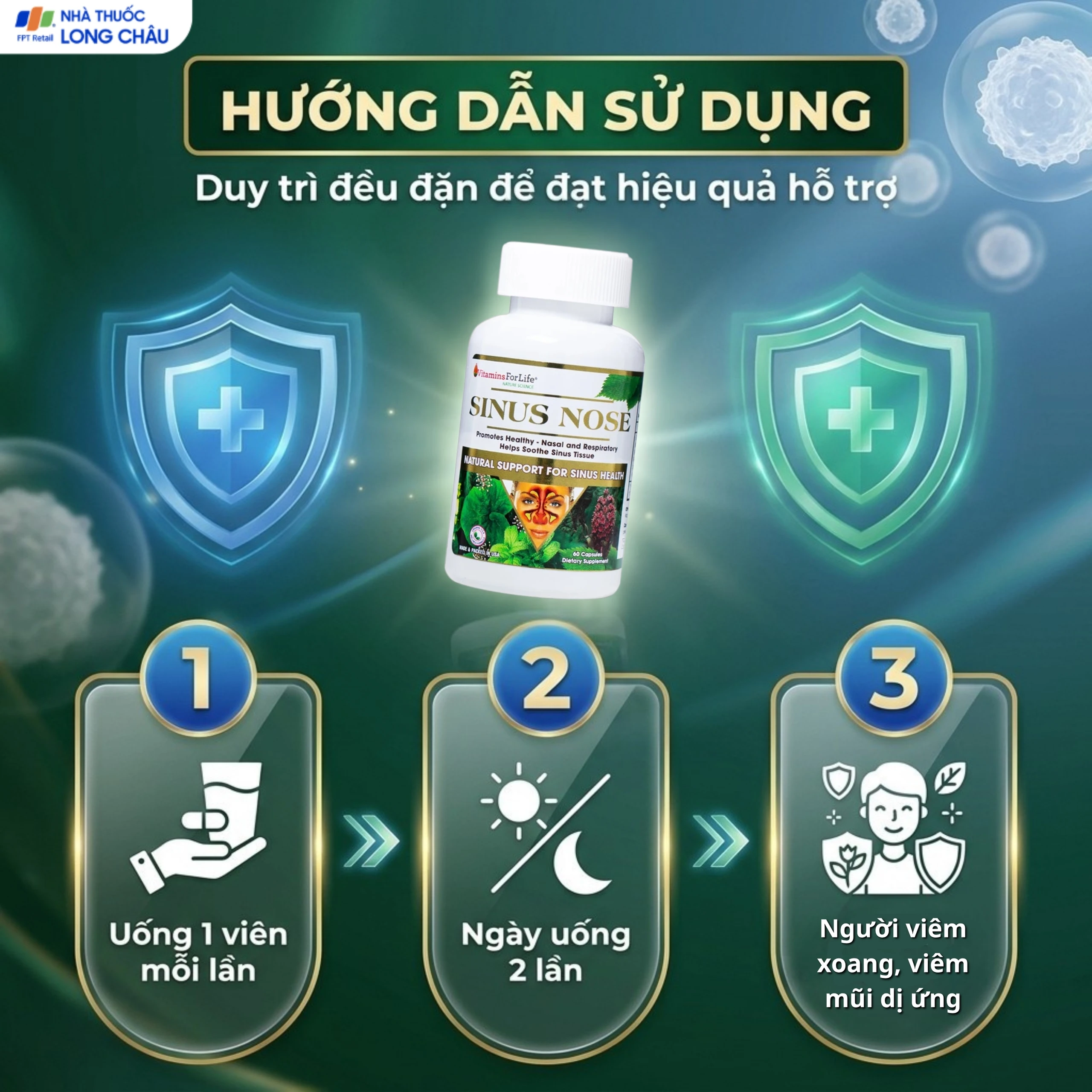 Viên uống hỗ trợ cải thiện viêm xoang, viêm mũi dị ứng, tăng cường sức khỏe đường hô hấp Sinus Nose Vitamins For Life (60 viên) 6