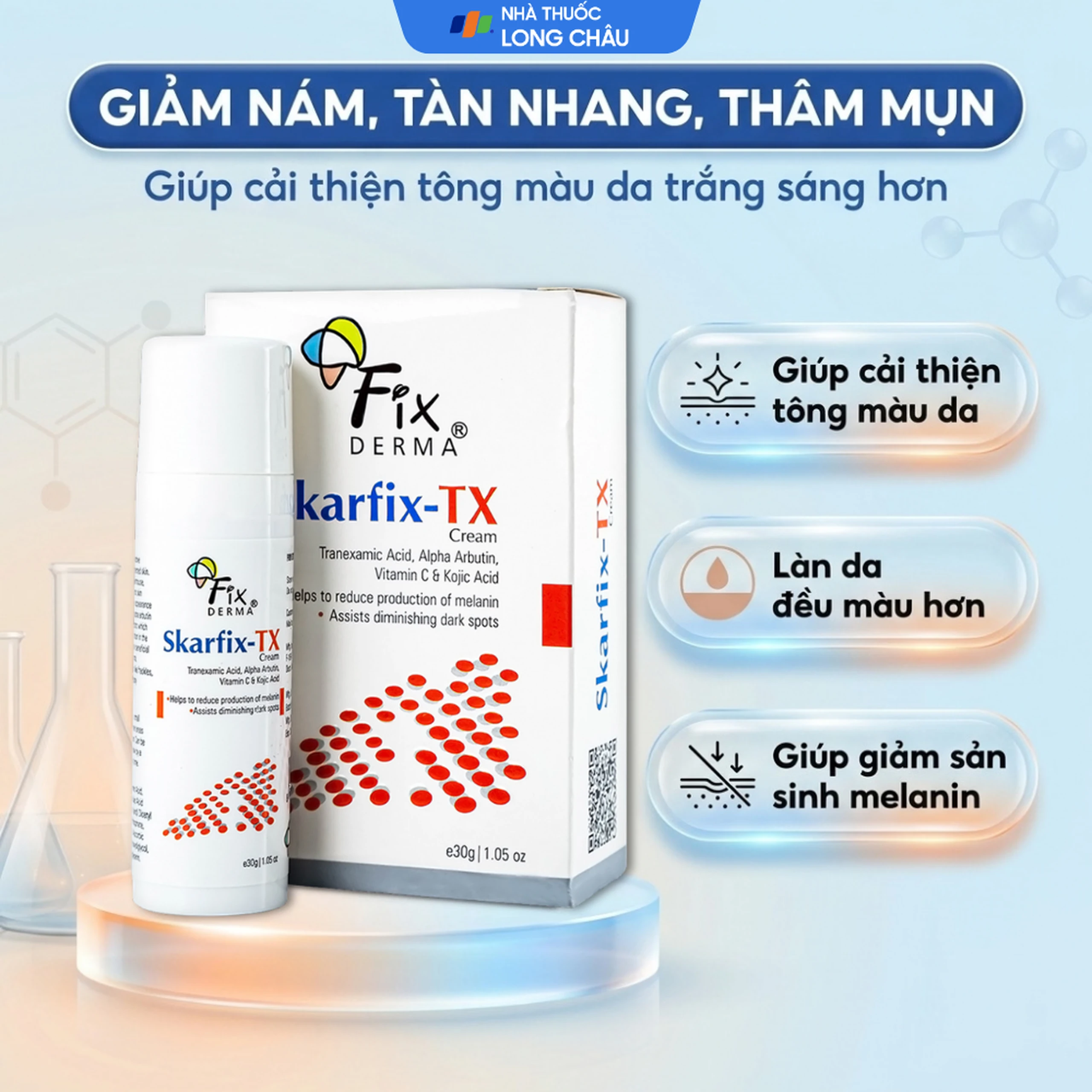Kem bôi giảm nám, tàn nhang, thâm mụn Fixderma Skarfix TX Cream 30g 2