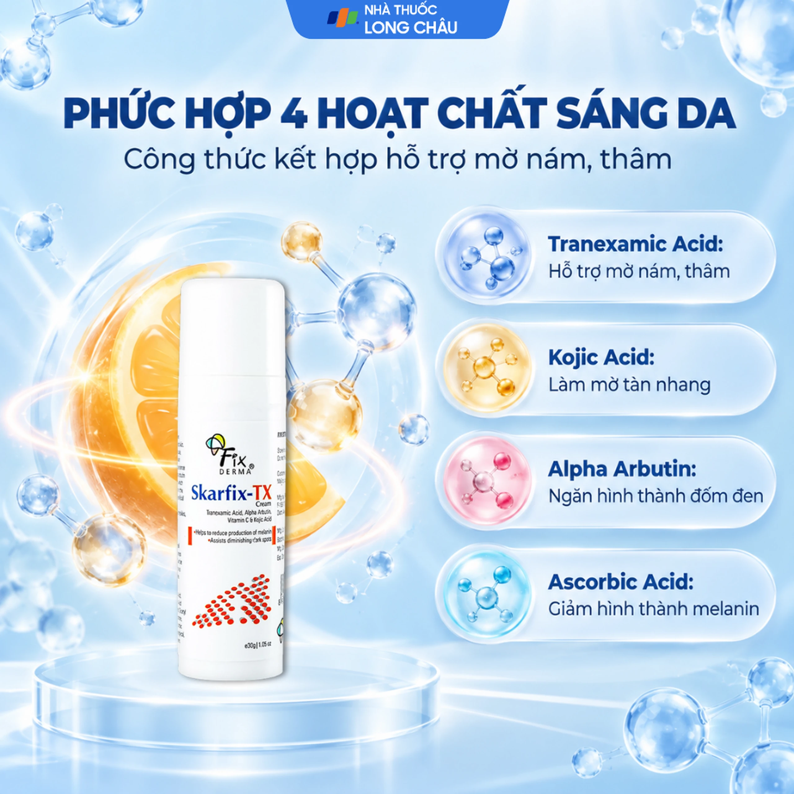 Kem bôi giảm nám, tàn nhang, thâm mụn Fixderma Skarfix TX Cream 30g 3