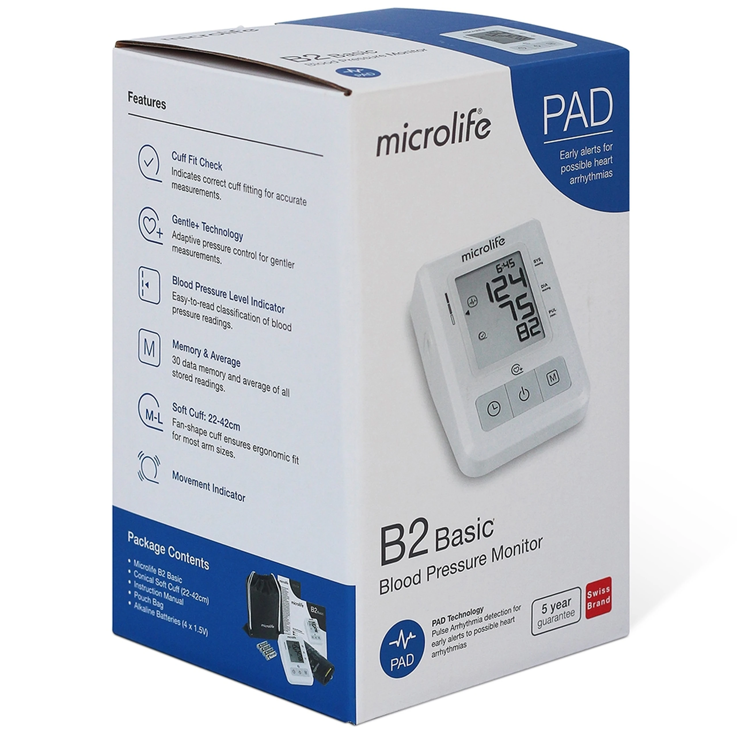 Máy đo huyết áp bắp tay Microlife B2 basic hỗ trợ đo huyết áp, nhịp tim