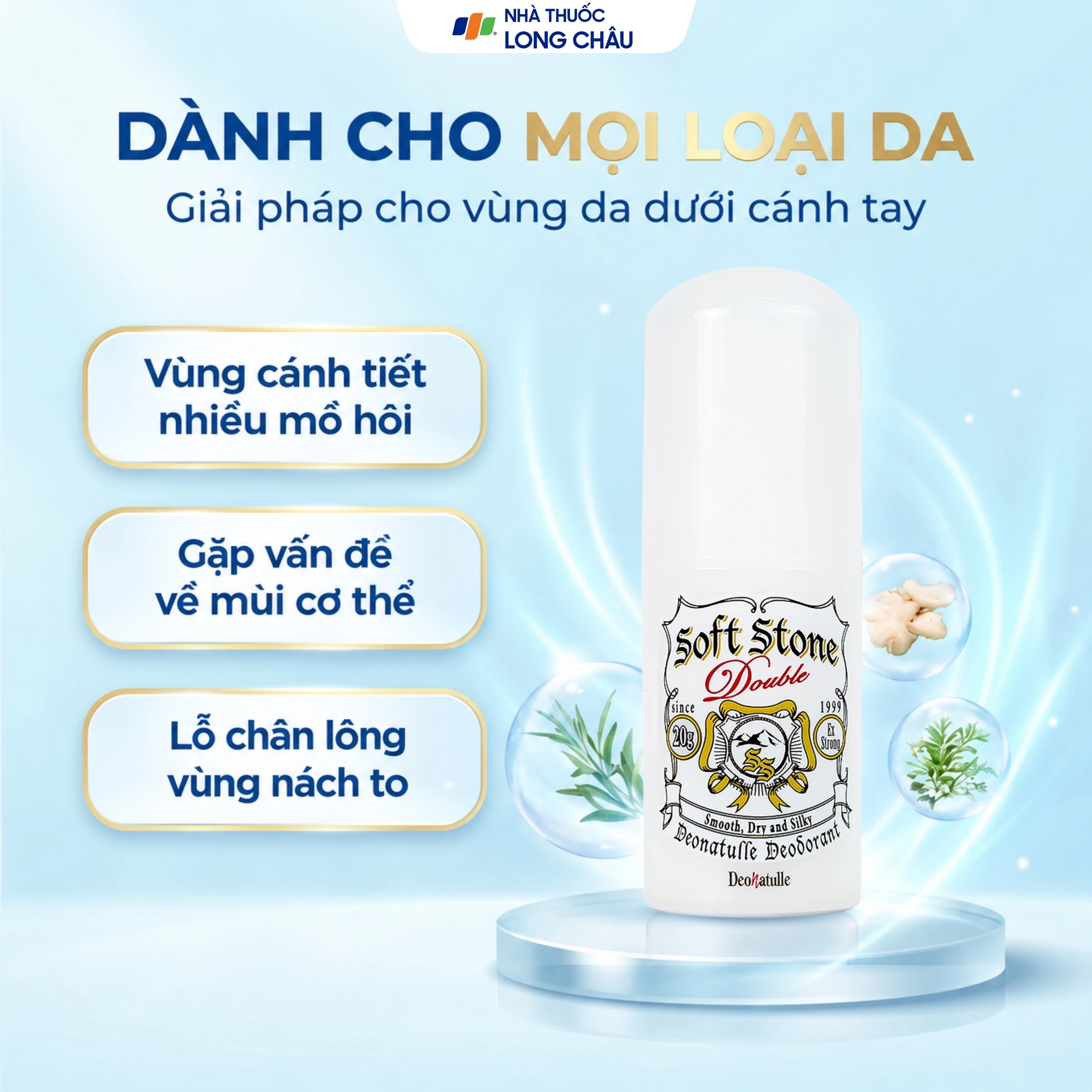 Sáp khử mùi Deonatulle Soft Stone Double Deodorant giúp giảm tiết mồ hôi phù hợp mọi loại da (20g) 4