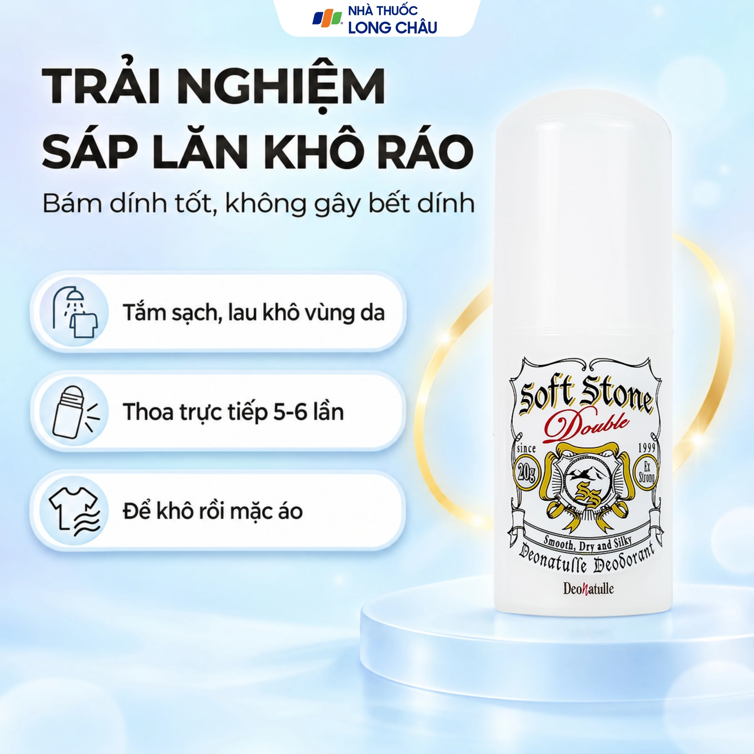 Sáp khử mùi Deonatulle Soft Stone Double Deodorant giúp giảm tiết mồ hôi phù hợp mọi loại da (20g) 5
