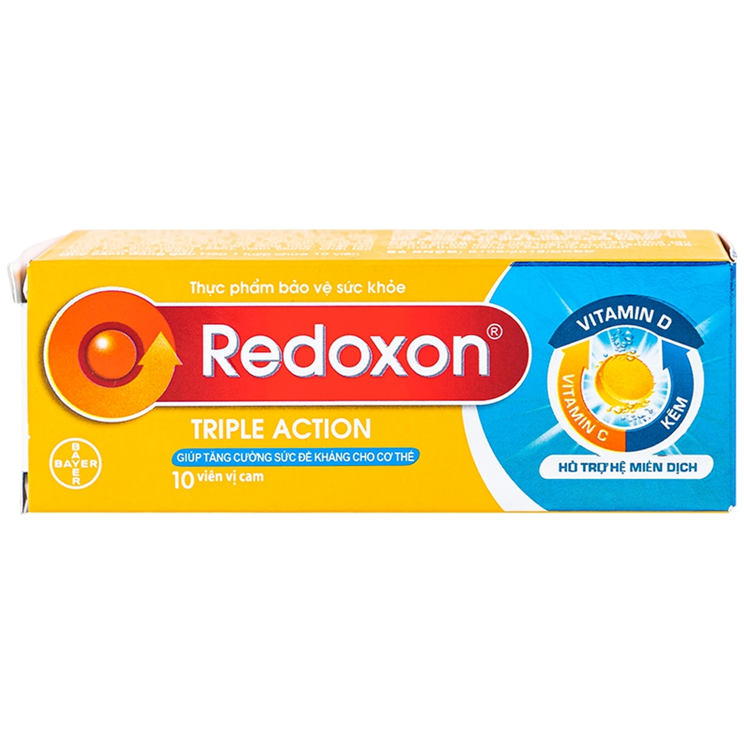 Viên sủi Redoxon Triple Action Bayer bổ sung vitamin C, D và kẽm giúp nâng cao sức đề kháng (10 viên)
