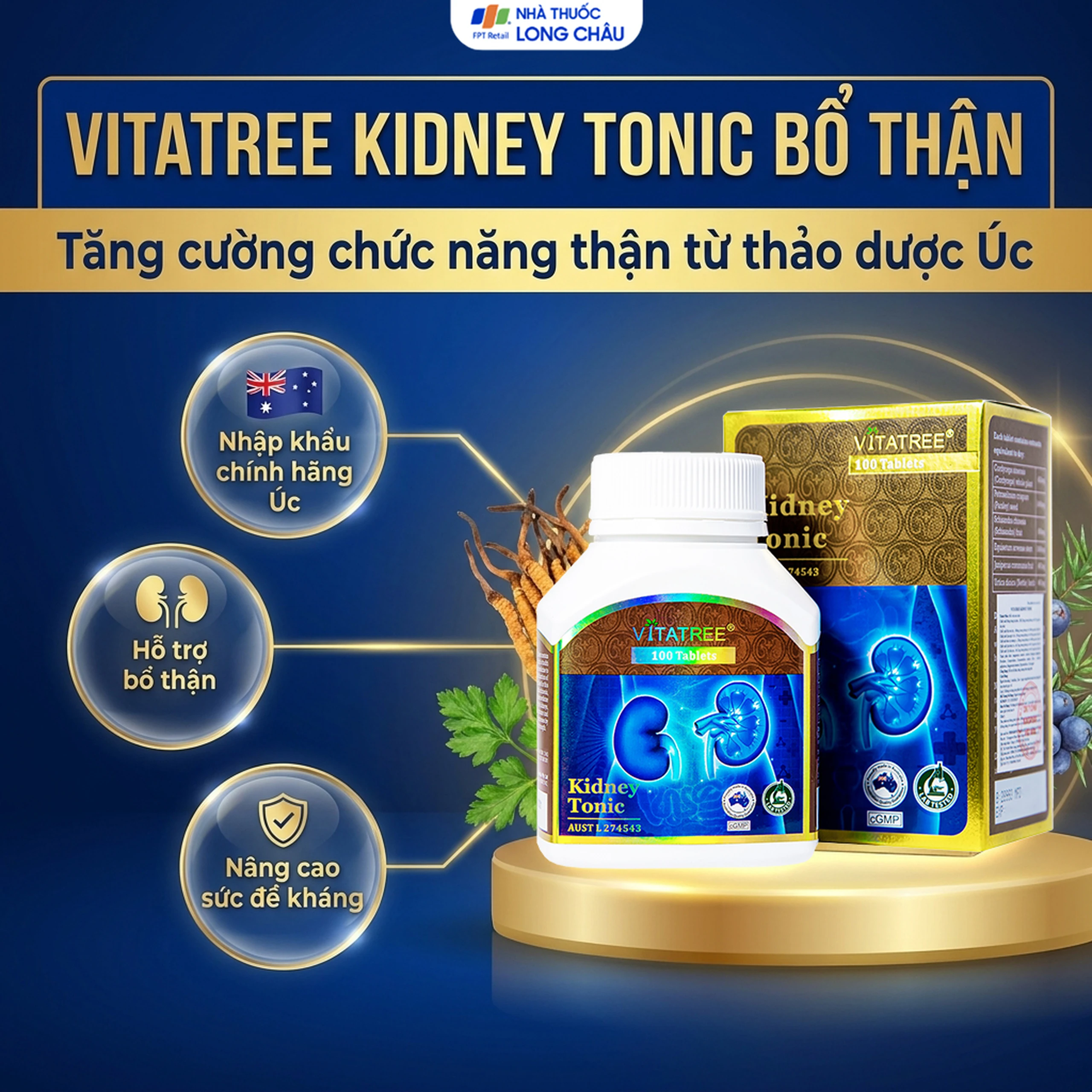 Viên uống hỗ trợ bổ thận, tăng cường chức năng thận Vitatree Kidney Tonic (100 viên) 2