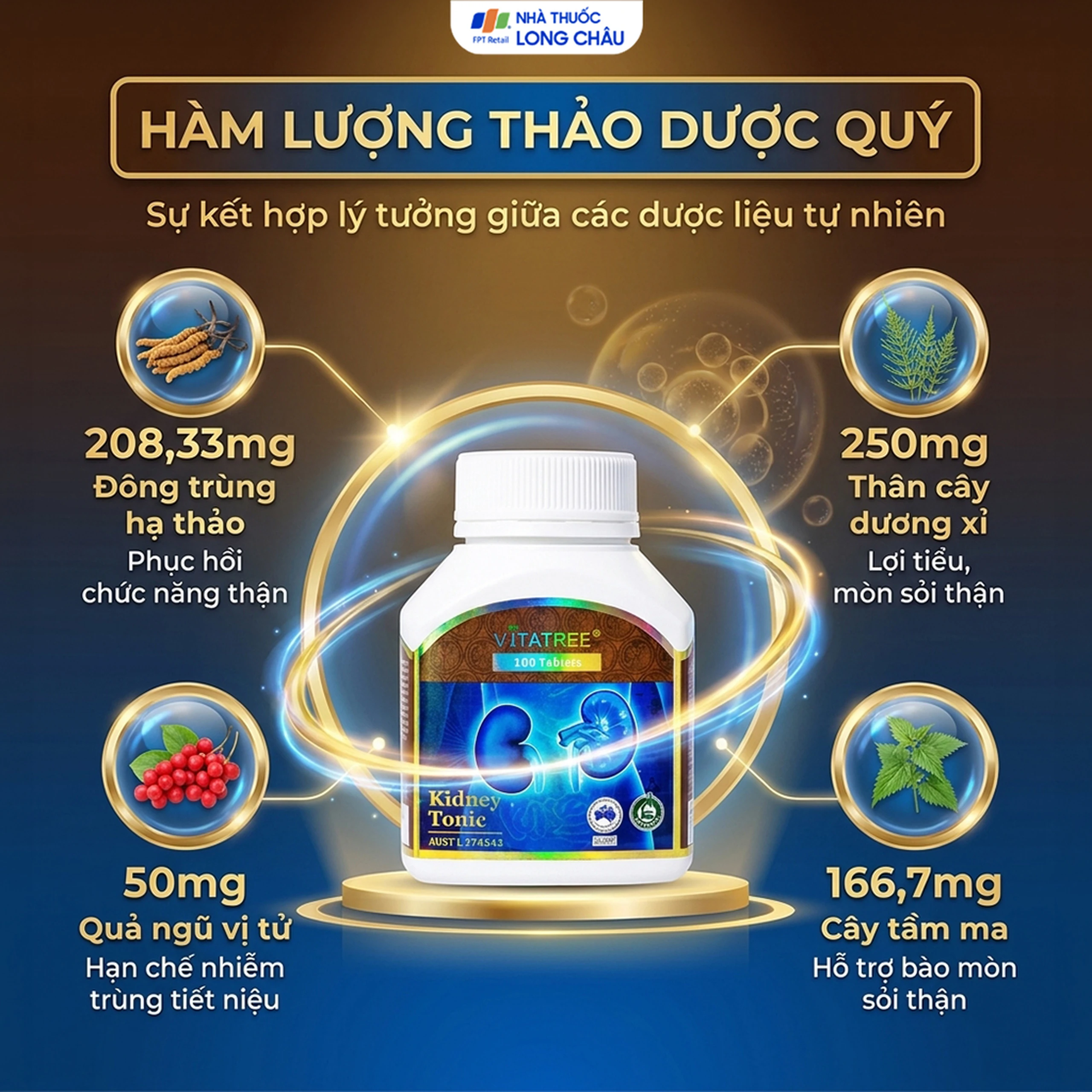 Viên uống hỗ trợ bổ thận, tăng cường chức năng thận Vitatree Kidney Tonic (100 viên) 3
