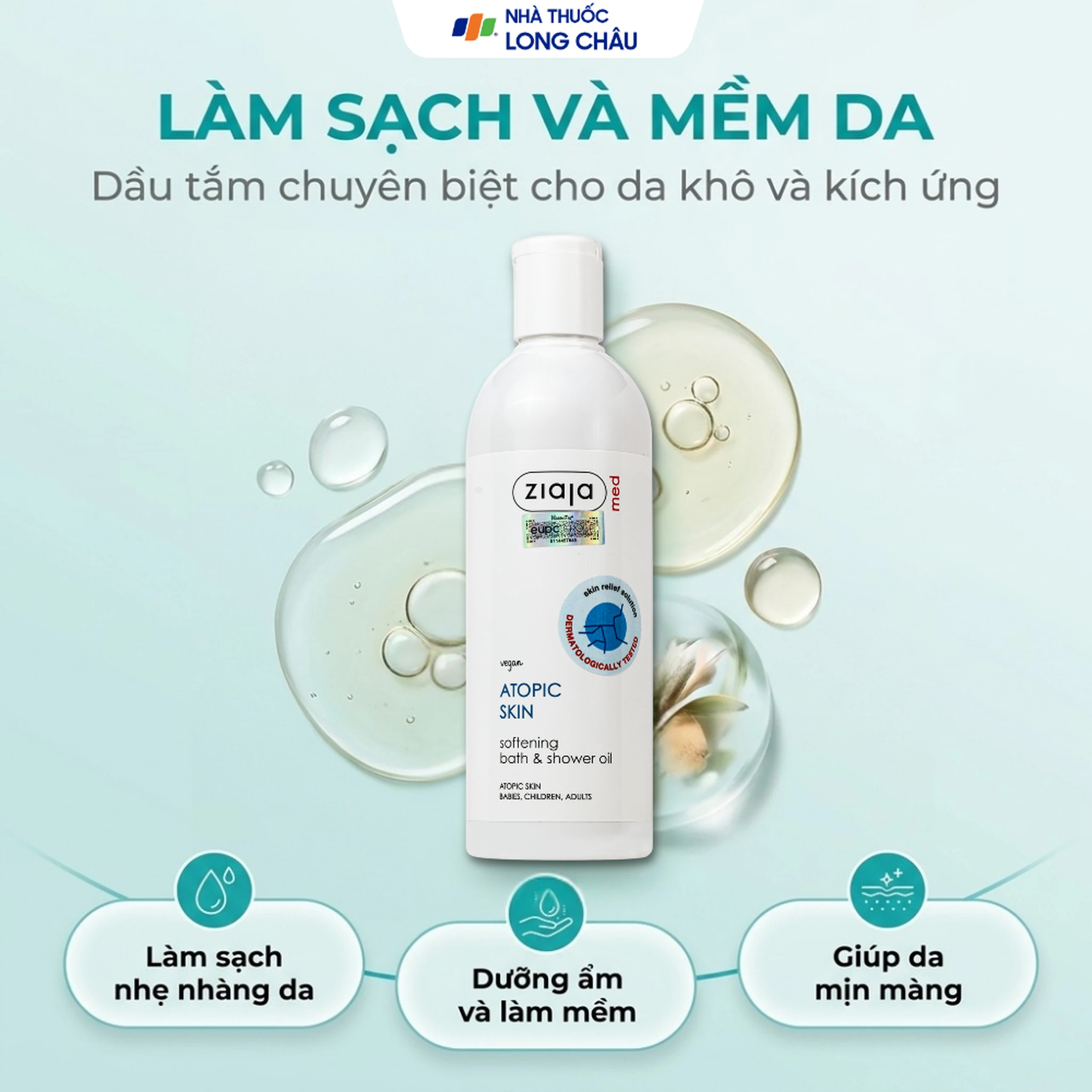 Dầu tắm Ziaja Med Atopic Skin mềm mịn da (270ml) 2