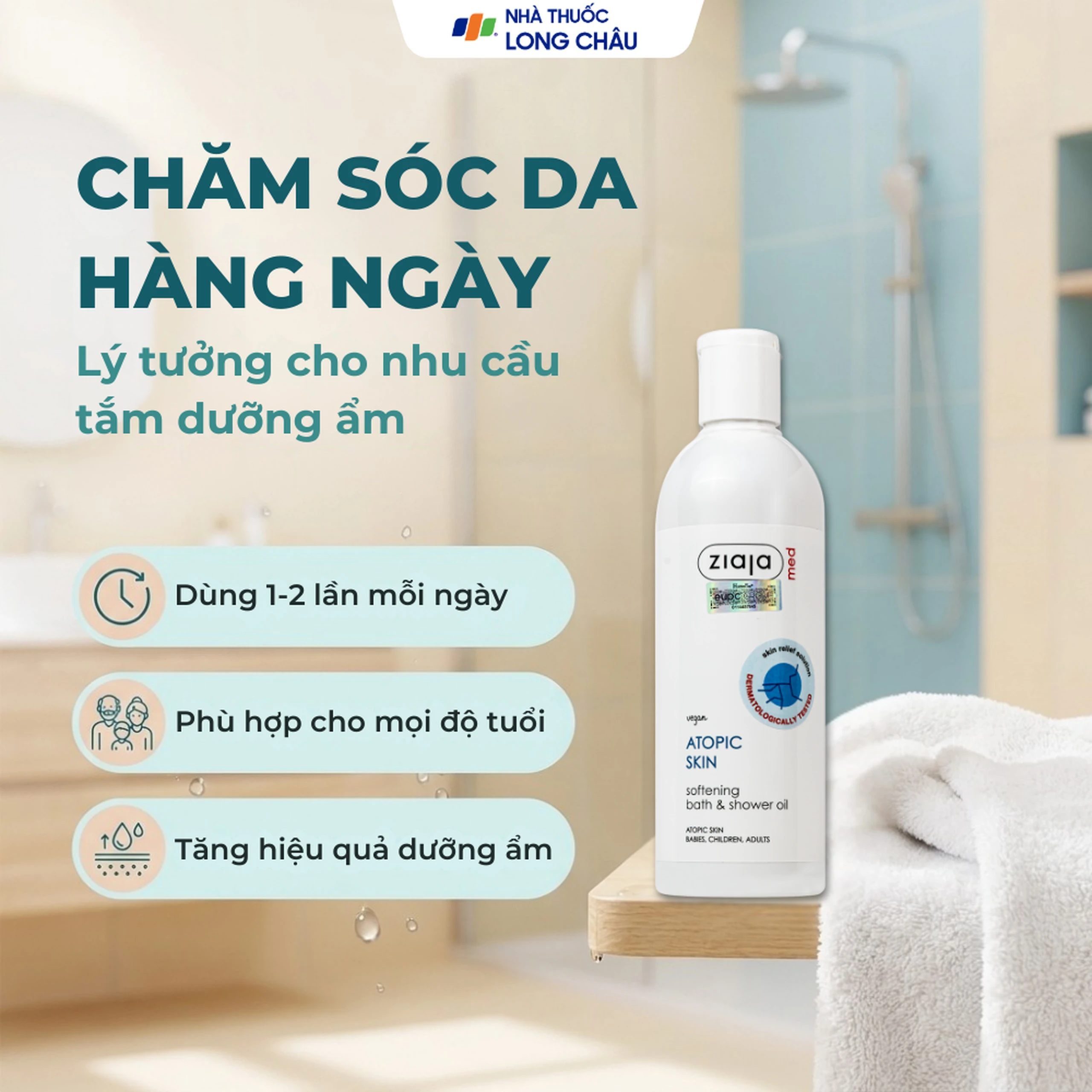 Dầu tắm Ziaja Med Atopic Skin mềm mịn da (270ml) 7