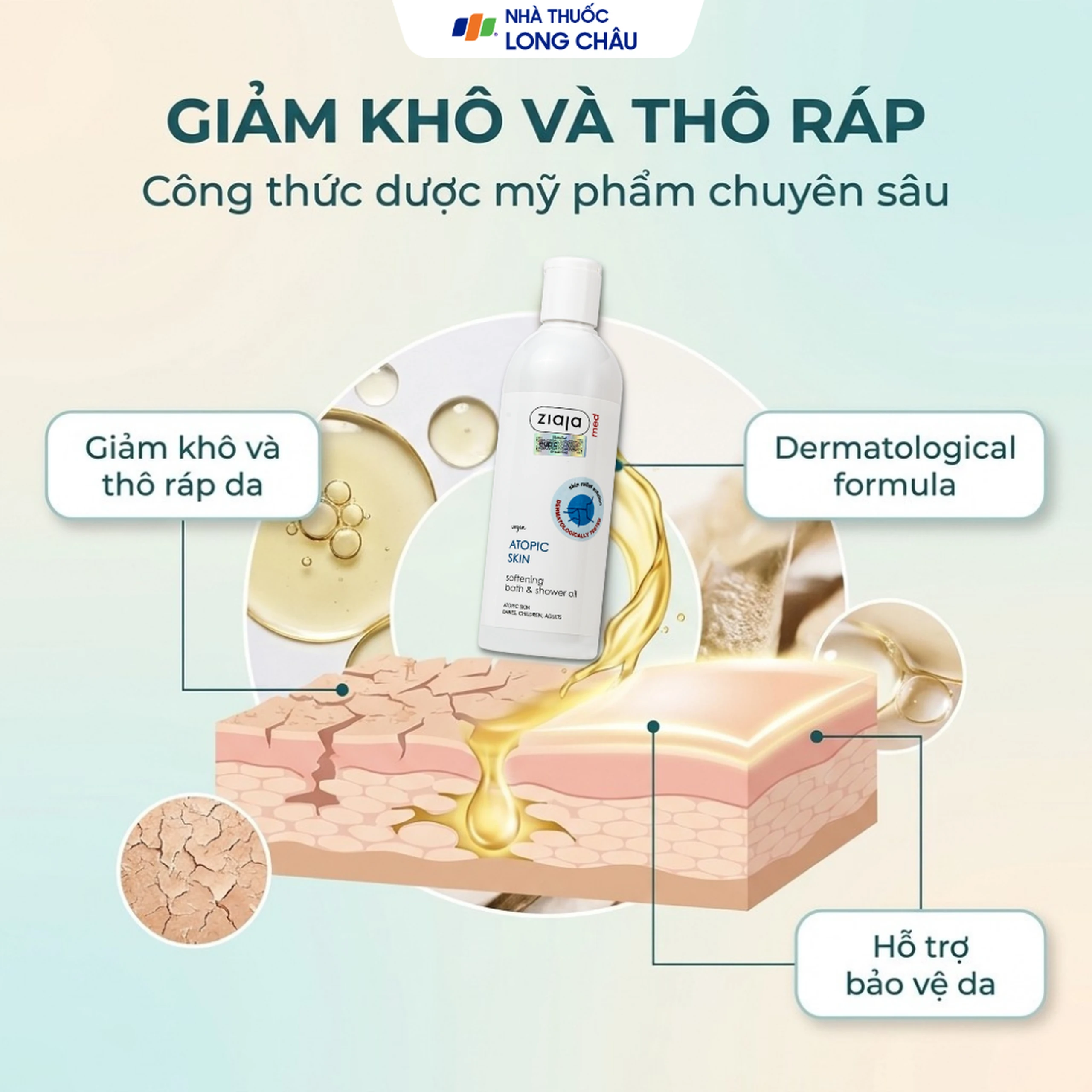 Dầu tắm Ziaja Med Atopic Skin mềm mịn da (270ml) 6