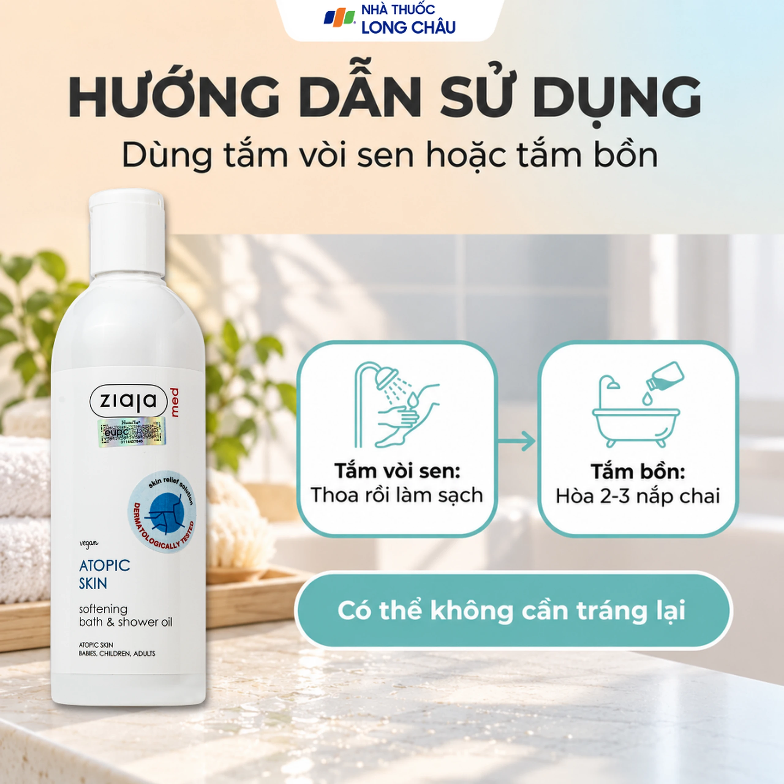 Dầu tắm Ziaja Med Atopic Skin mềm mịn da (270ml) 5