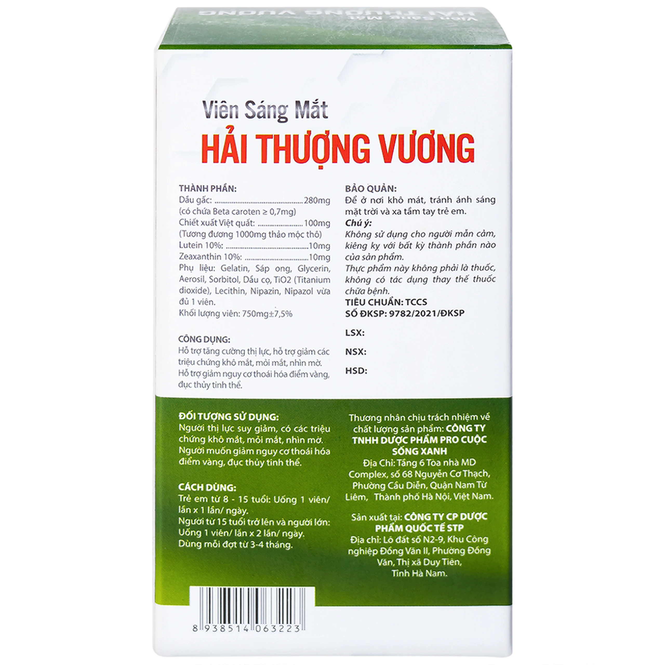 Viên uống hỗ trợ tăng cường thị lực Viên Sáng Mắt Hải Thượng Vương (60 viên)