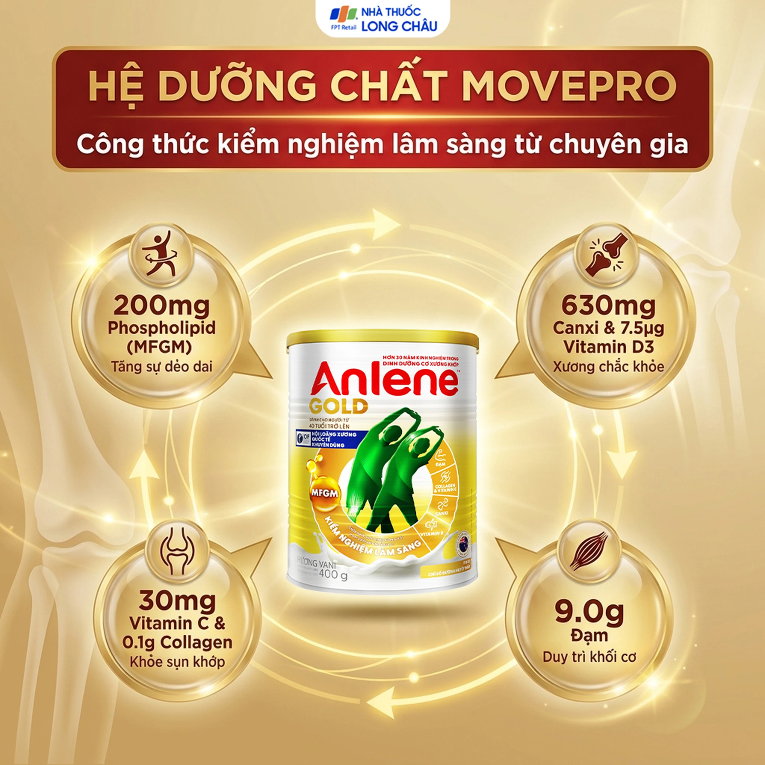 Sữa Anlene Gold 5X hương vani tăng cường sức khỏe cơ-xương-khớp dành cho người trên 40 tuổi (400g) 4