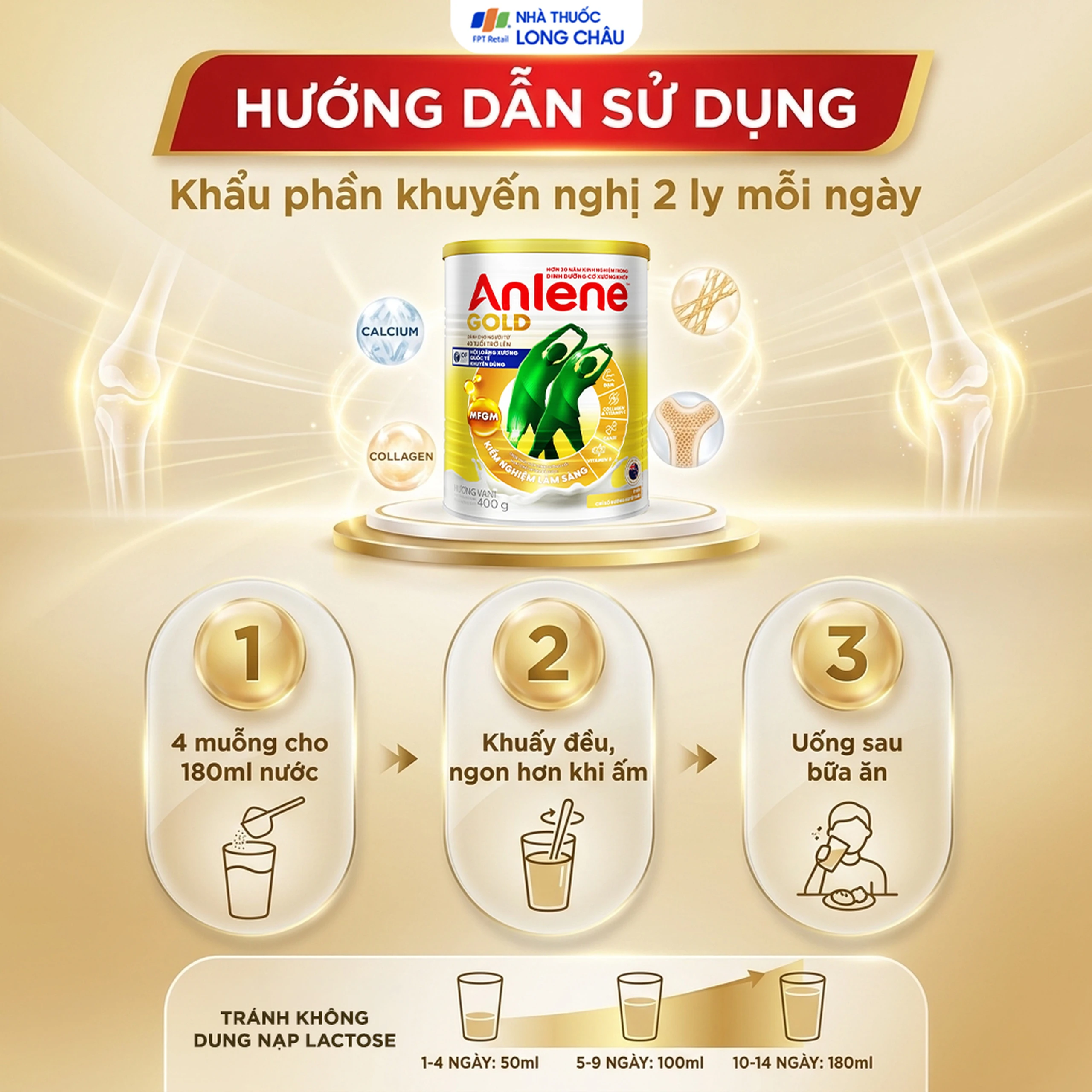 Sữa Anlene Gold 5X hương vani tăng cường sức khỏe cơ-xương-khớp dành cho người trên 40 tuổi (400g) 5