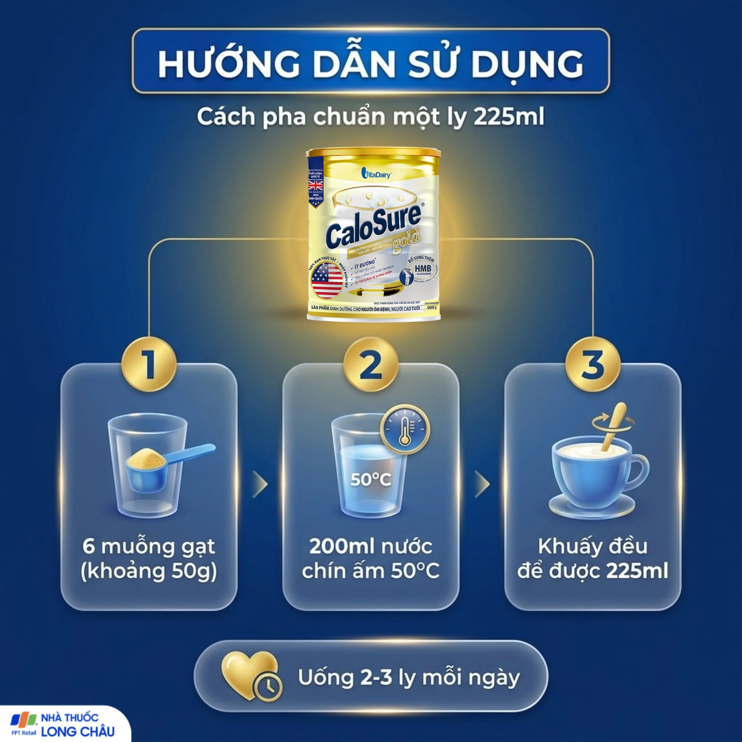 Sữa tăng cường sức khỏe tim mạch CaloSure gold Vitadairy (900g) 5