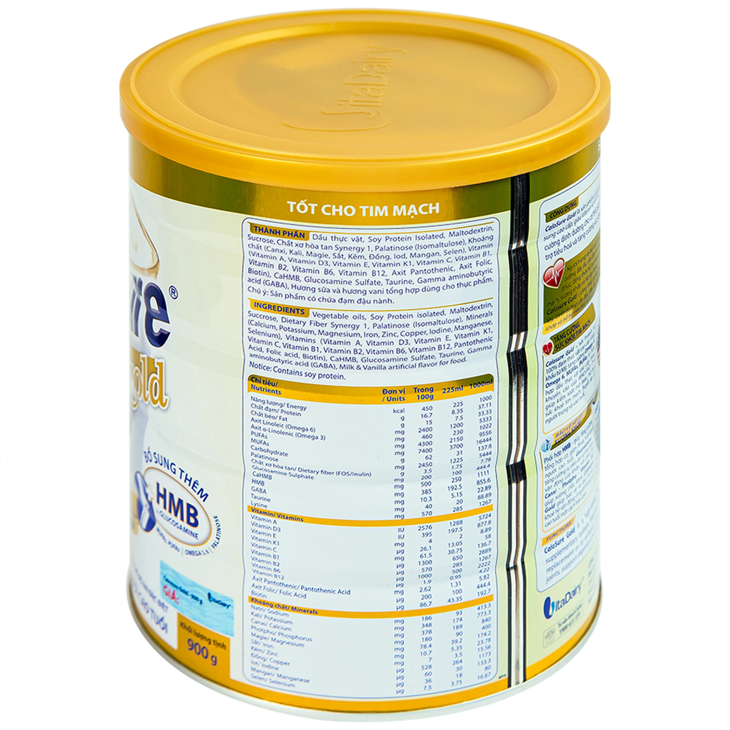 Sữa tăng cường sức khỏe tim mạch CaloSure gold Vitadairy (900g)