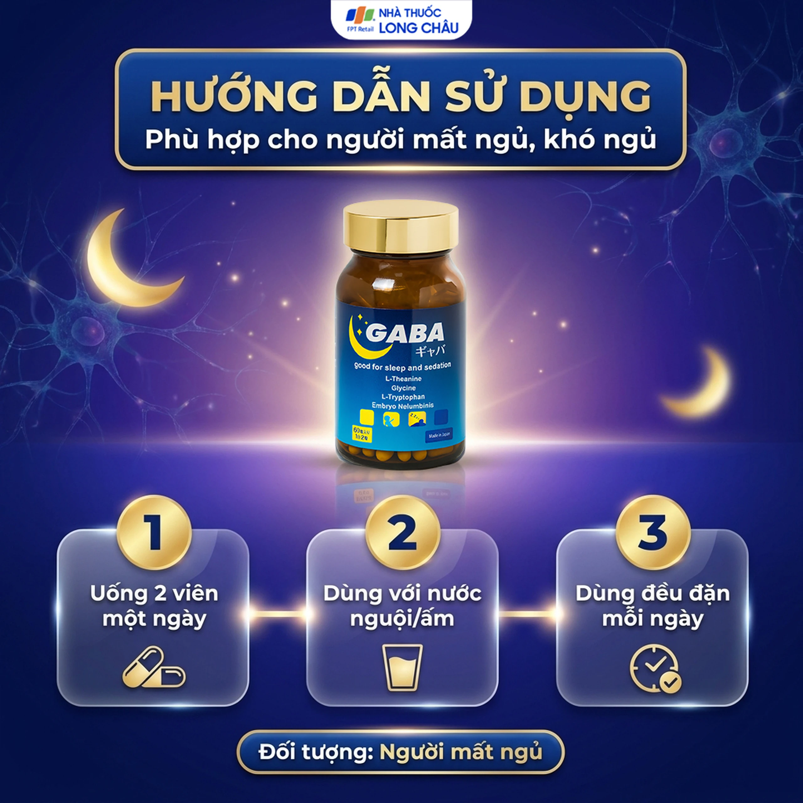 Viên uống hỗ trợ giảm các triệu chứng mất ngủ, khó ngủ, giấc ngủ không sâu, giảm lo lắng Gaba Jpanwell (60 viên) 6