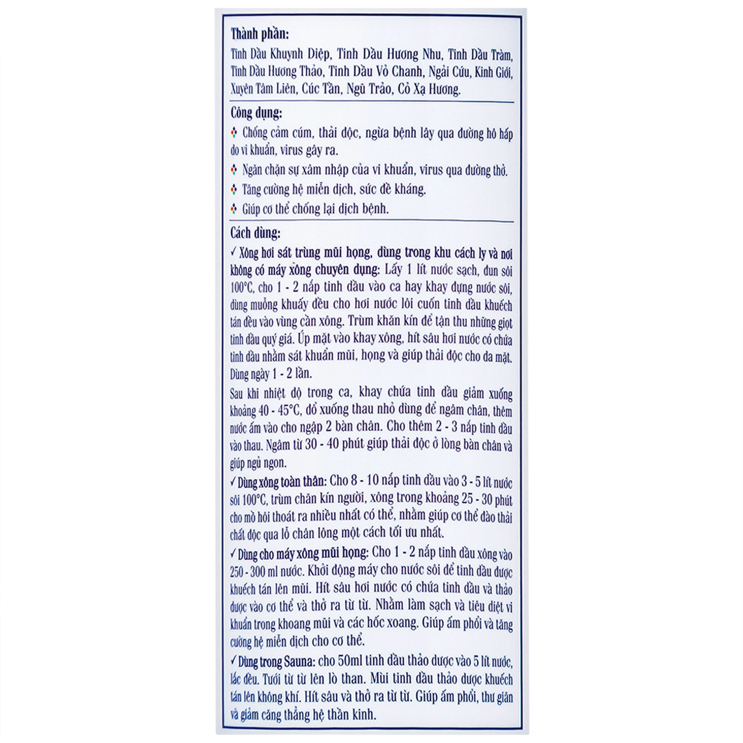 Tinh dầu xông Thảo Nguyên giải cảm, thải độc ngừa bệnh lây qua đường hô hấp (500ml)