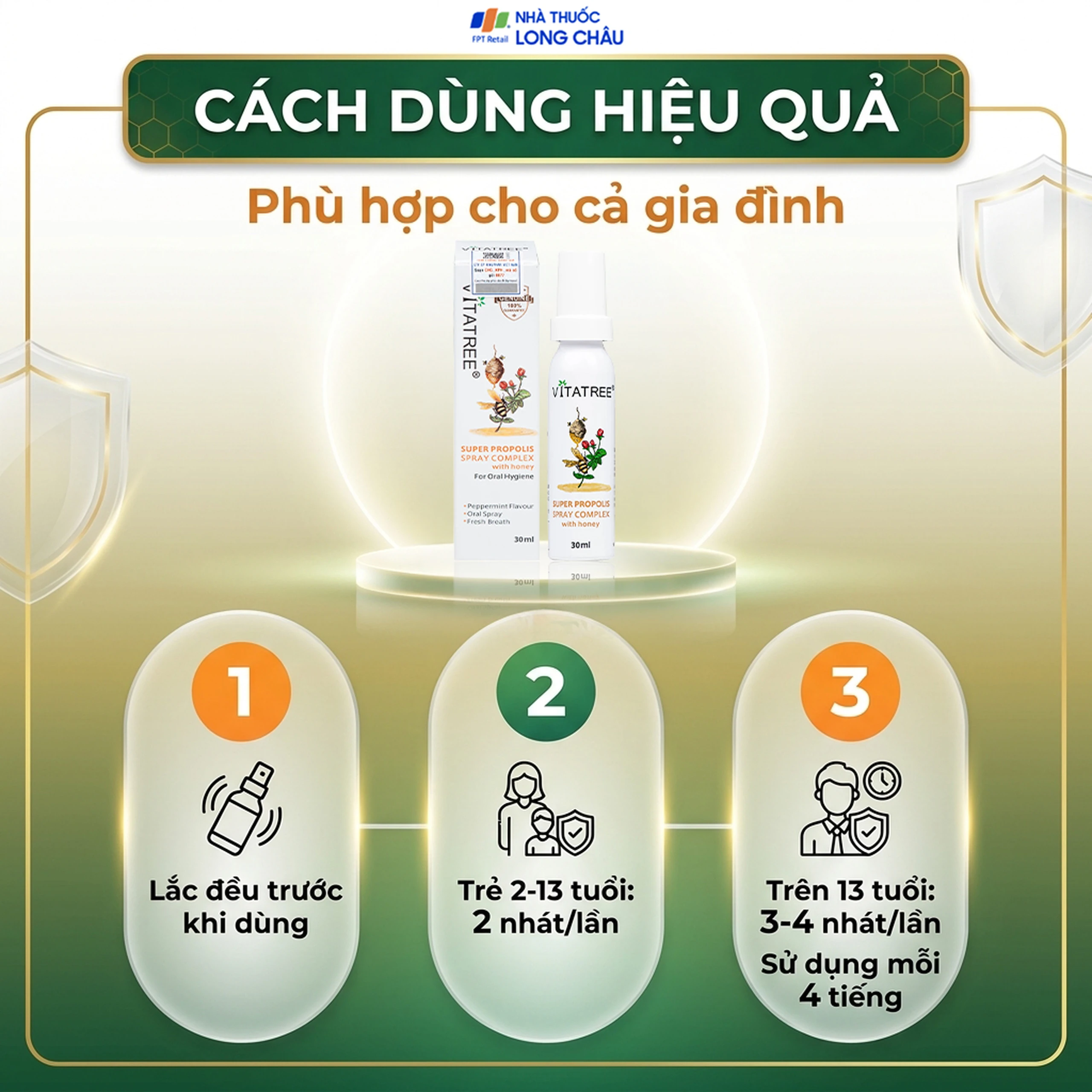 Chai xịt họng hỗ trợ giảm đau rát cổ do viêm họng Vitatree Super Propolis Spray Complex With Honey (30ml) 5